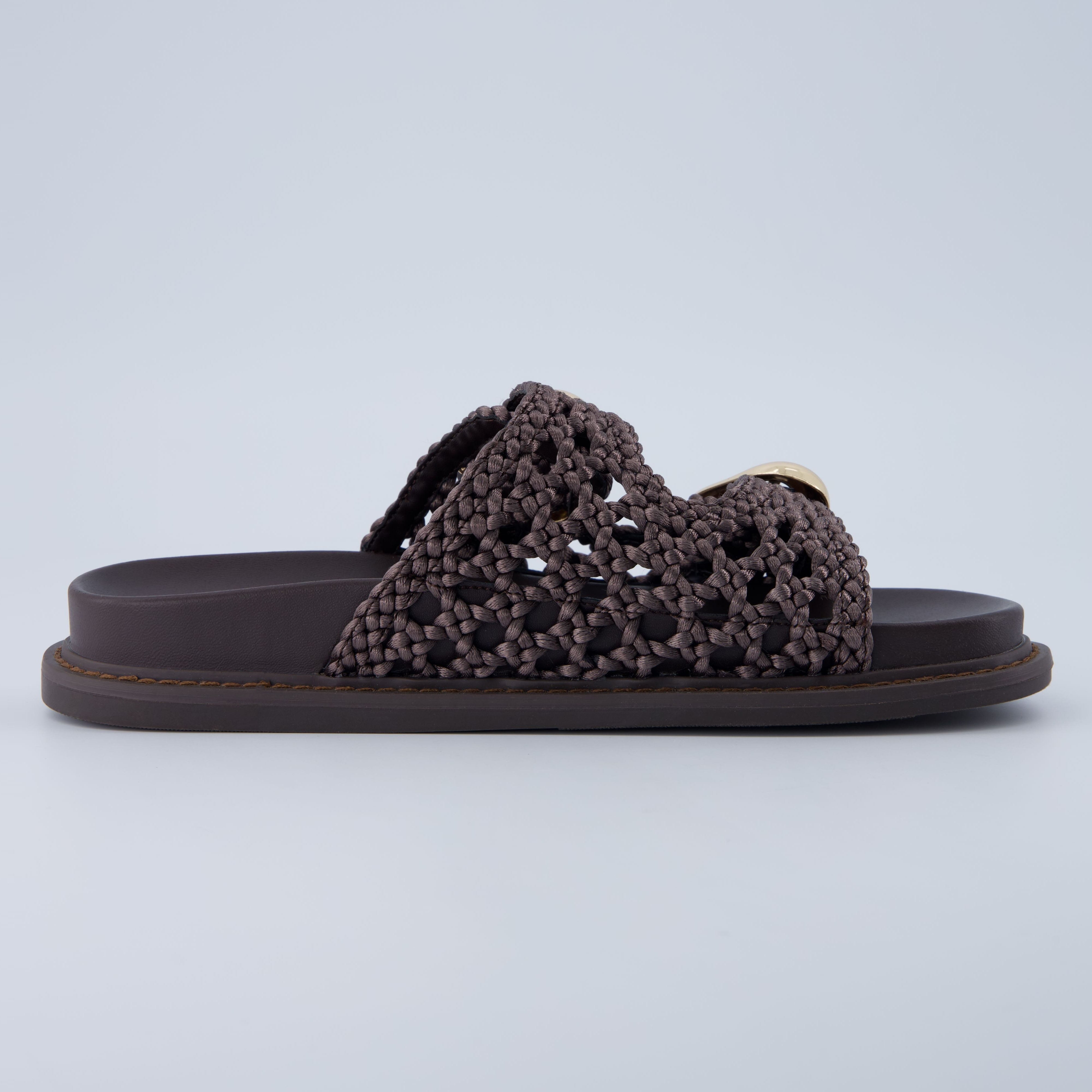 Wafful Braided Slide Sandals BROWN
