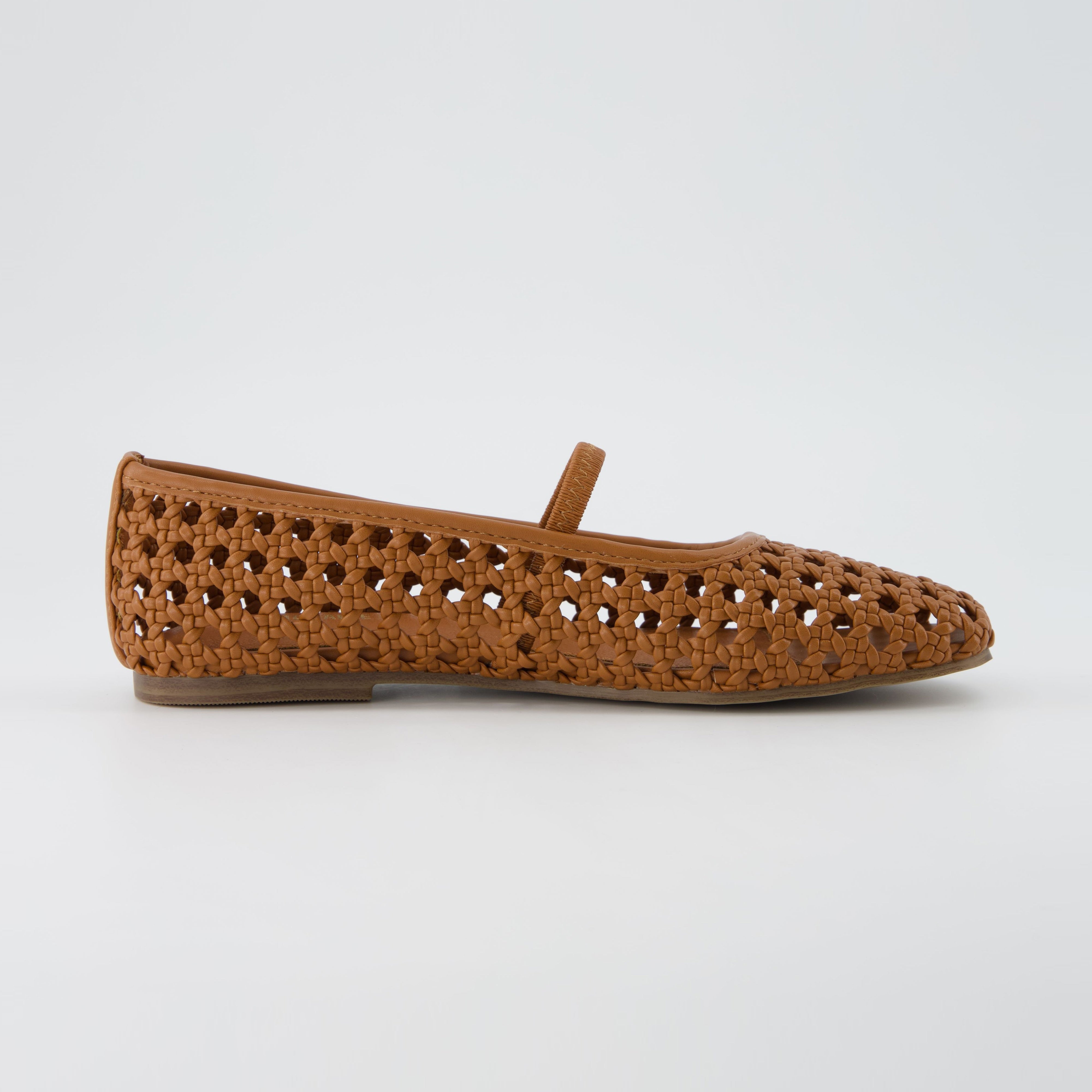 Weavy Woven Mary Jane Cognac
