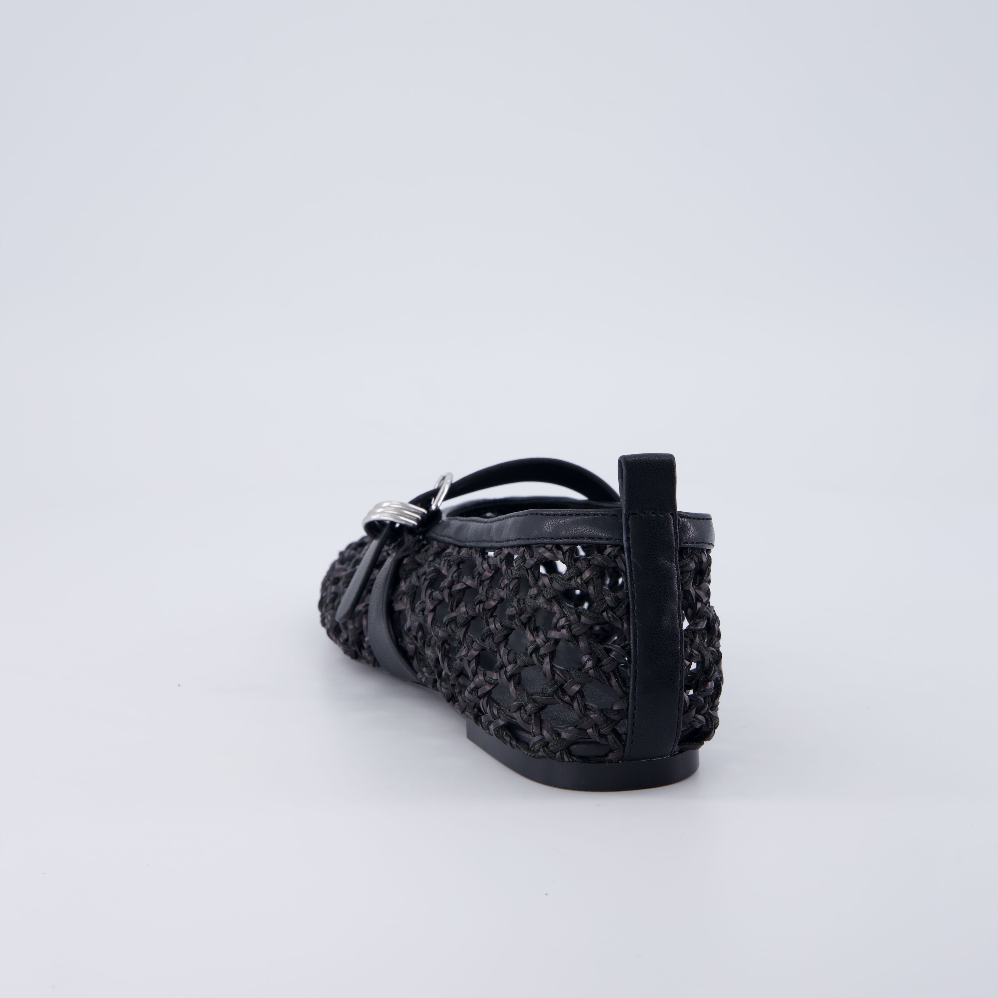 Wendy Woven Mary Jane Flats Black