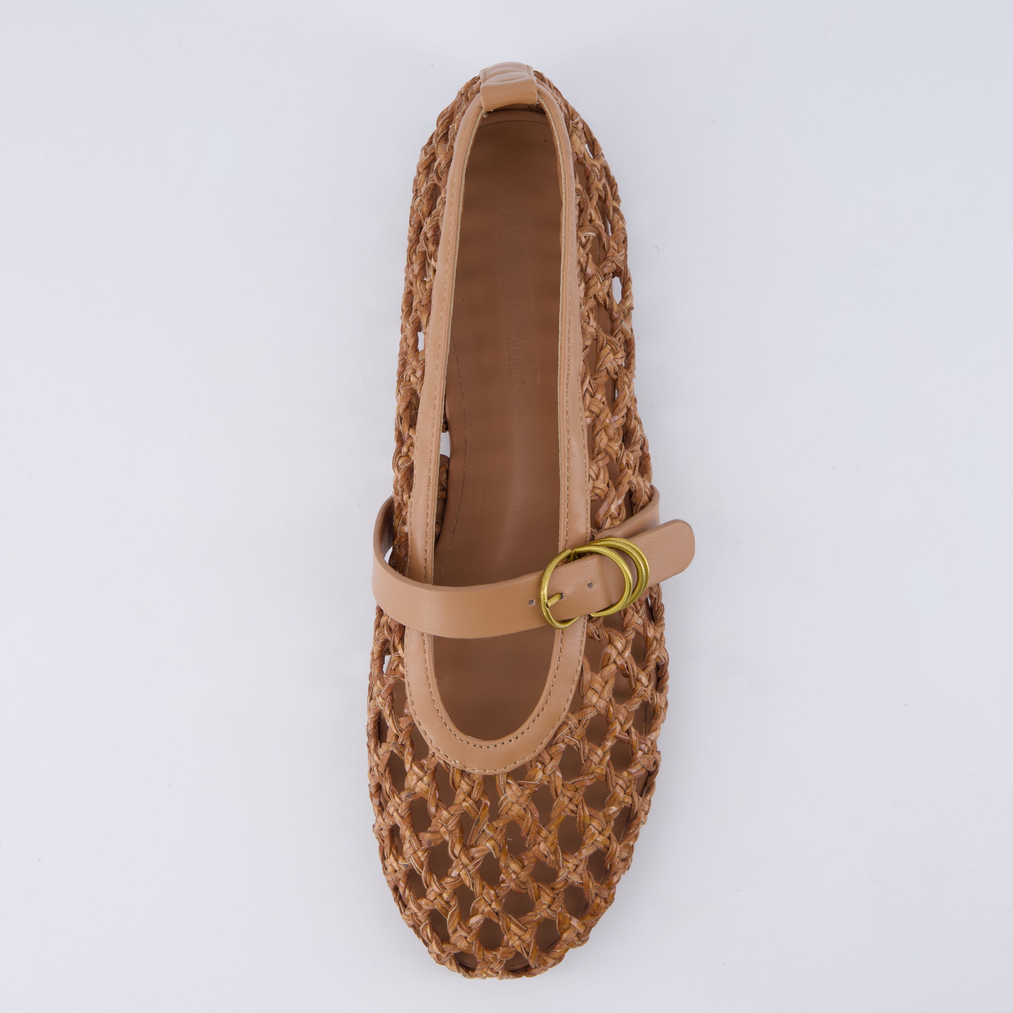 Wendy Woven Mary Jane Flats Tan