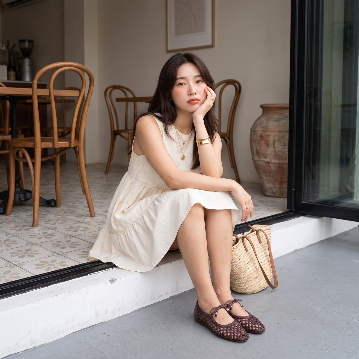 Wesley Woven Ballet Flats Brown