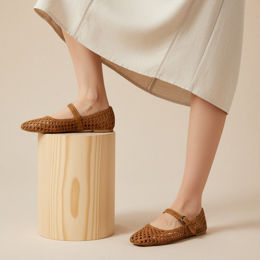 Weston Woven Mary Jane Cognac
