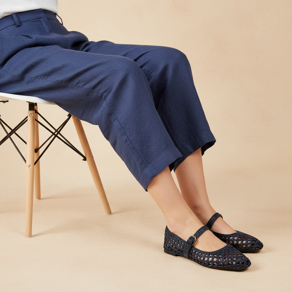 Weston Woven Mary Jane Navy