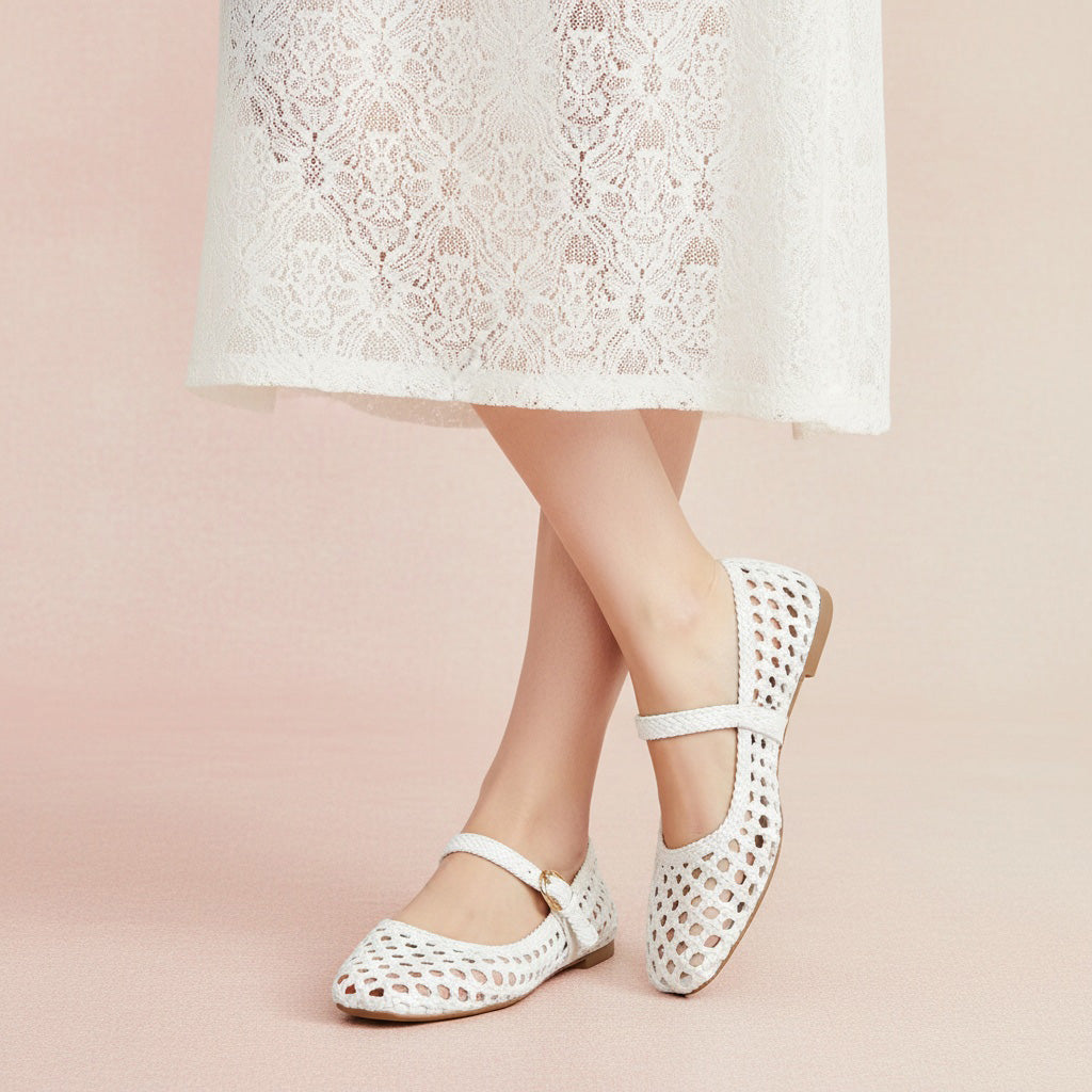 Weston Woven Mary Jane White
