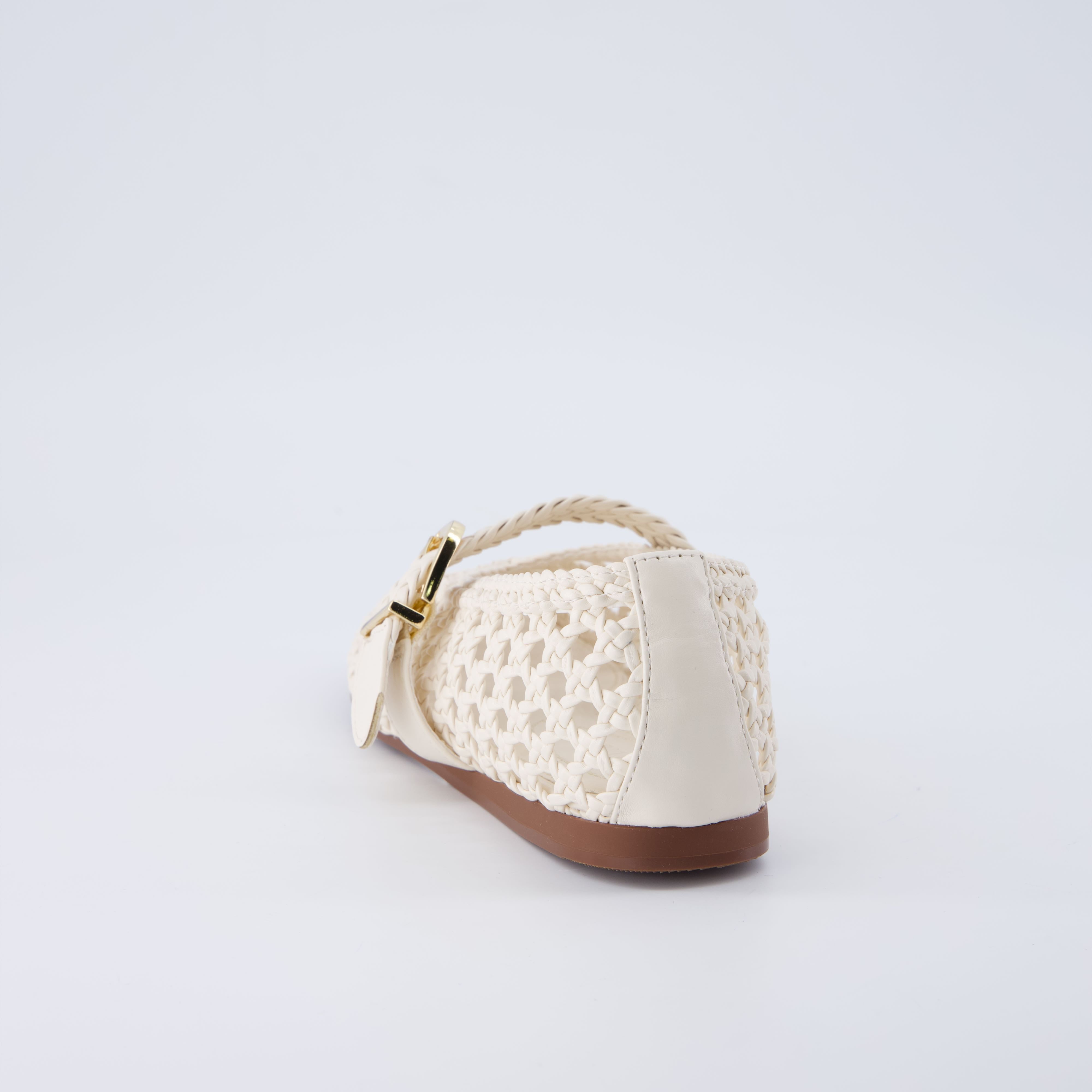 Wit Hand Woven Flats Cream