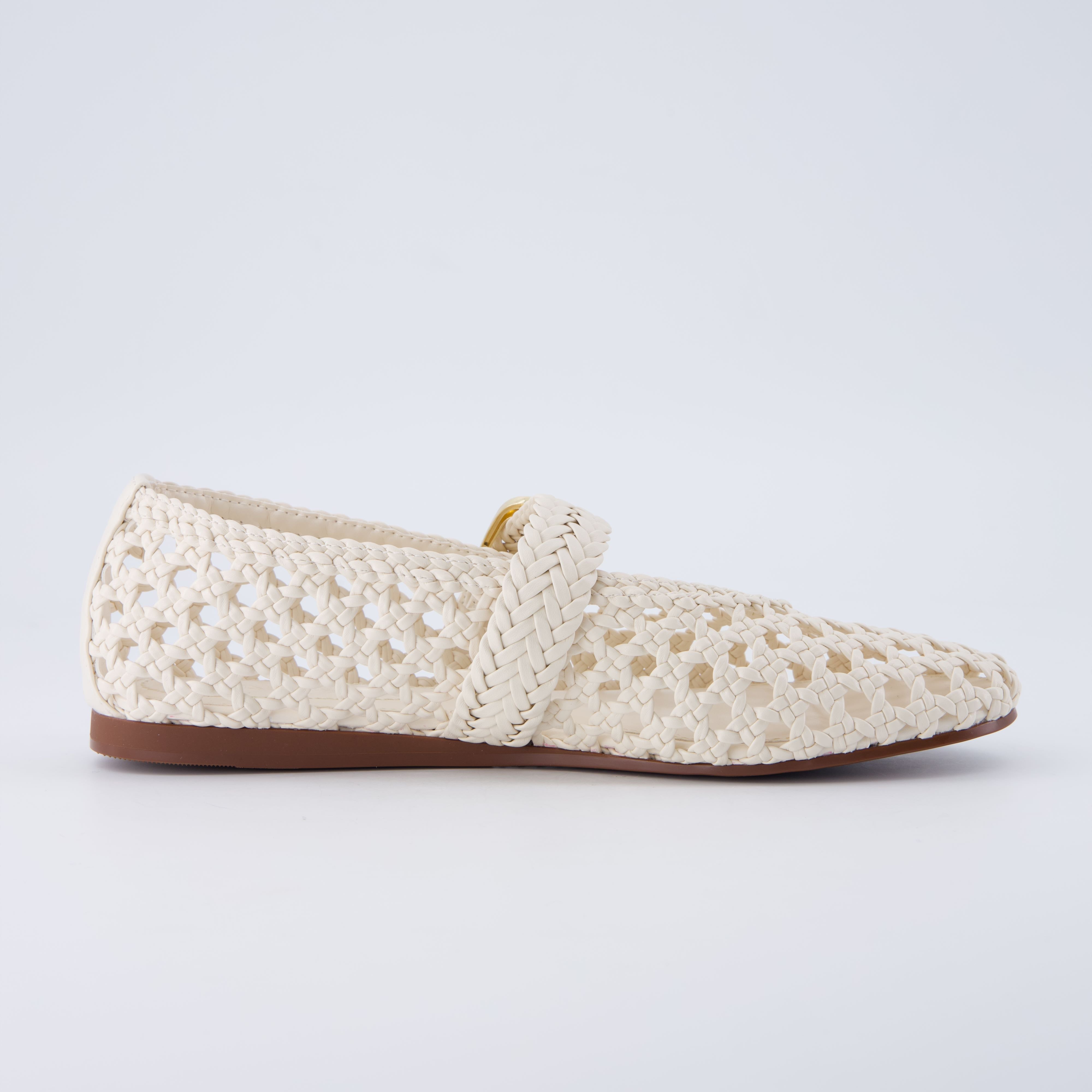Wit Hand Woven Flats Cream