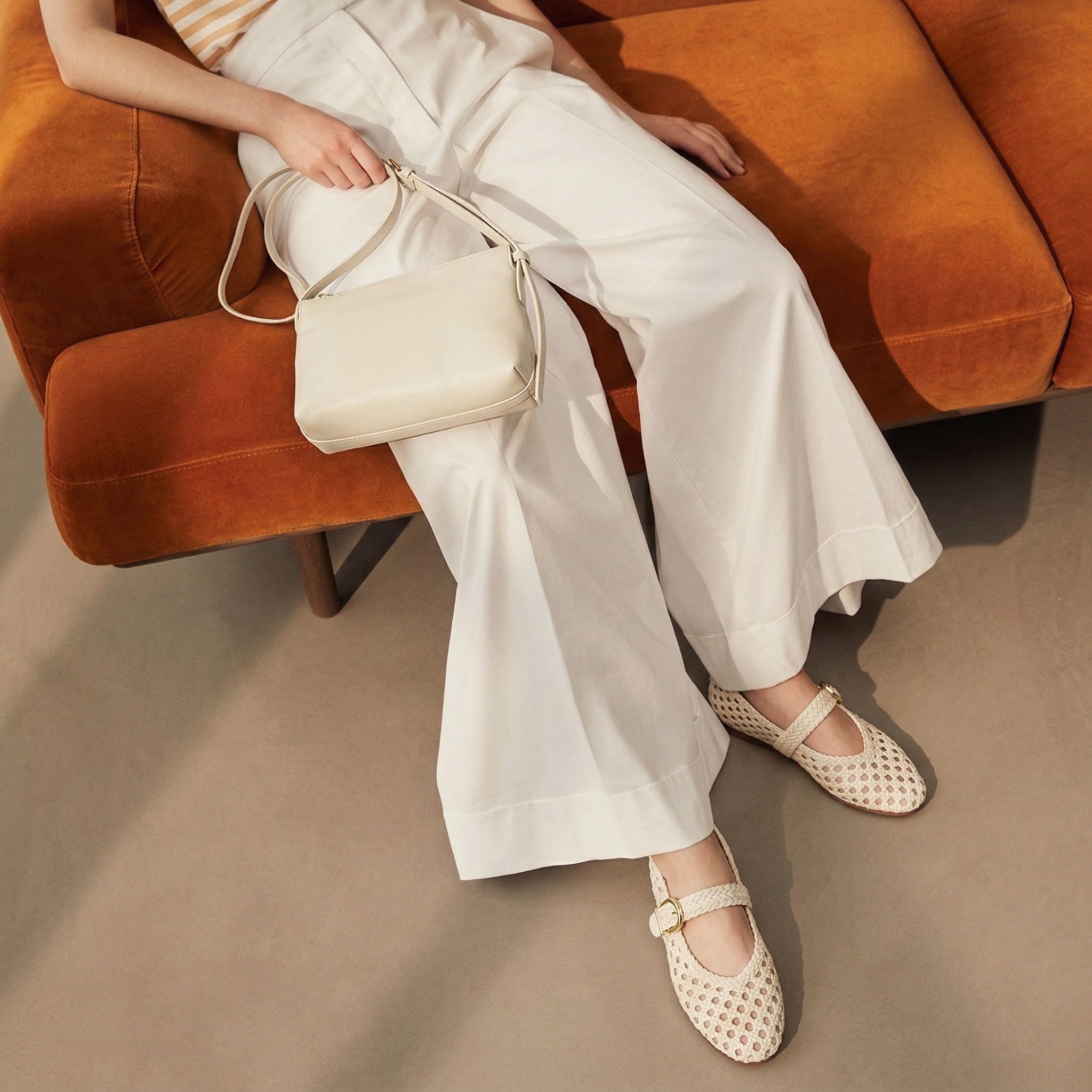 Wit Hand Woven Flats Cream