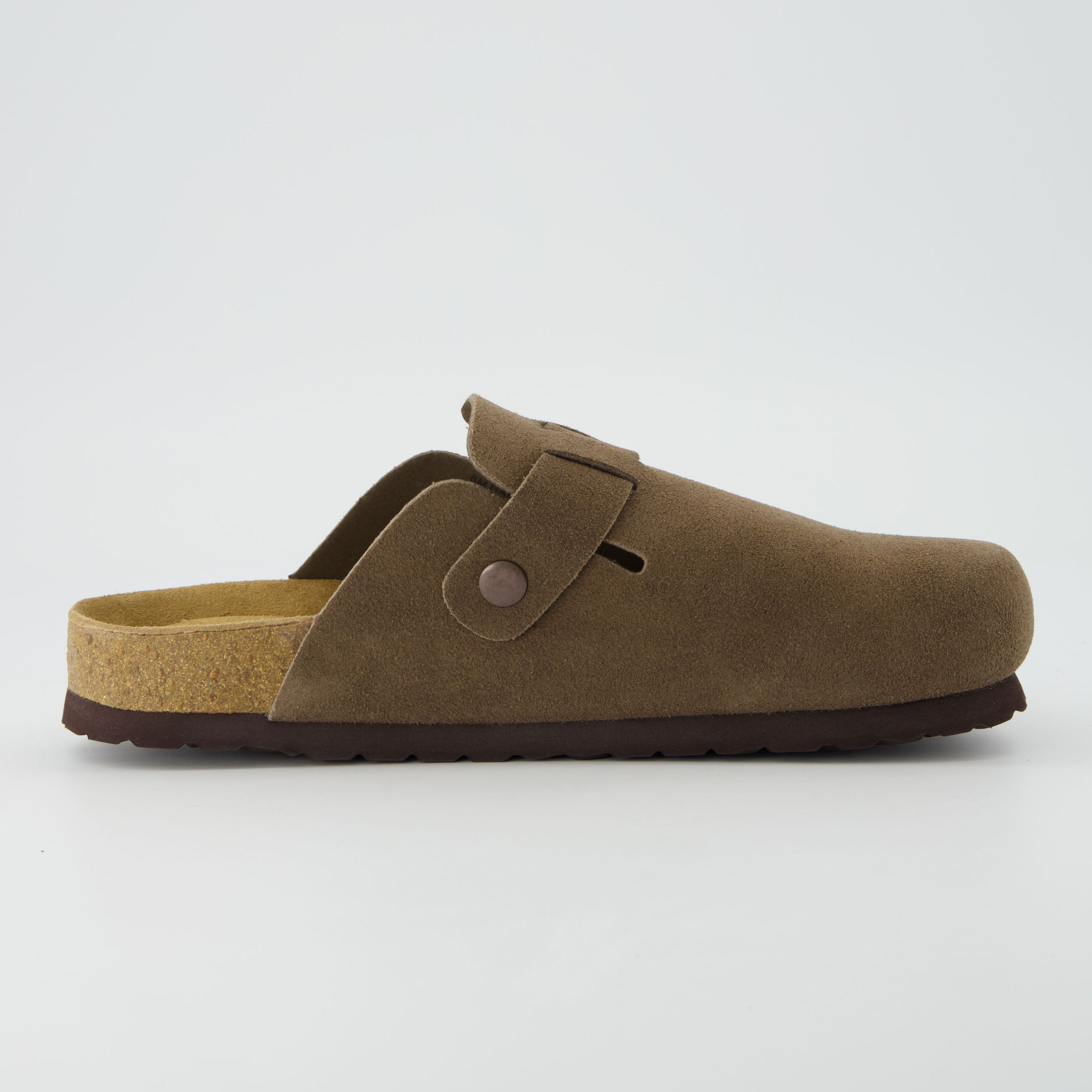 Hana Leather Clog Dark Taupe