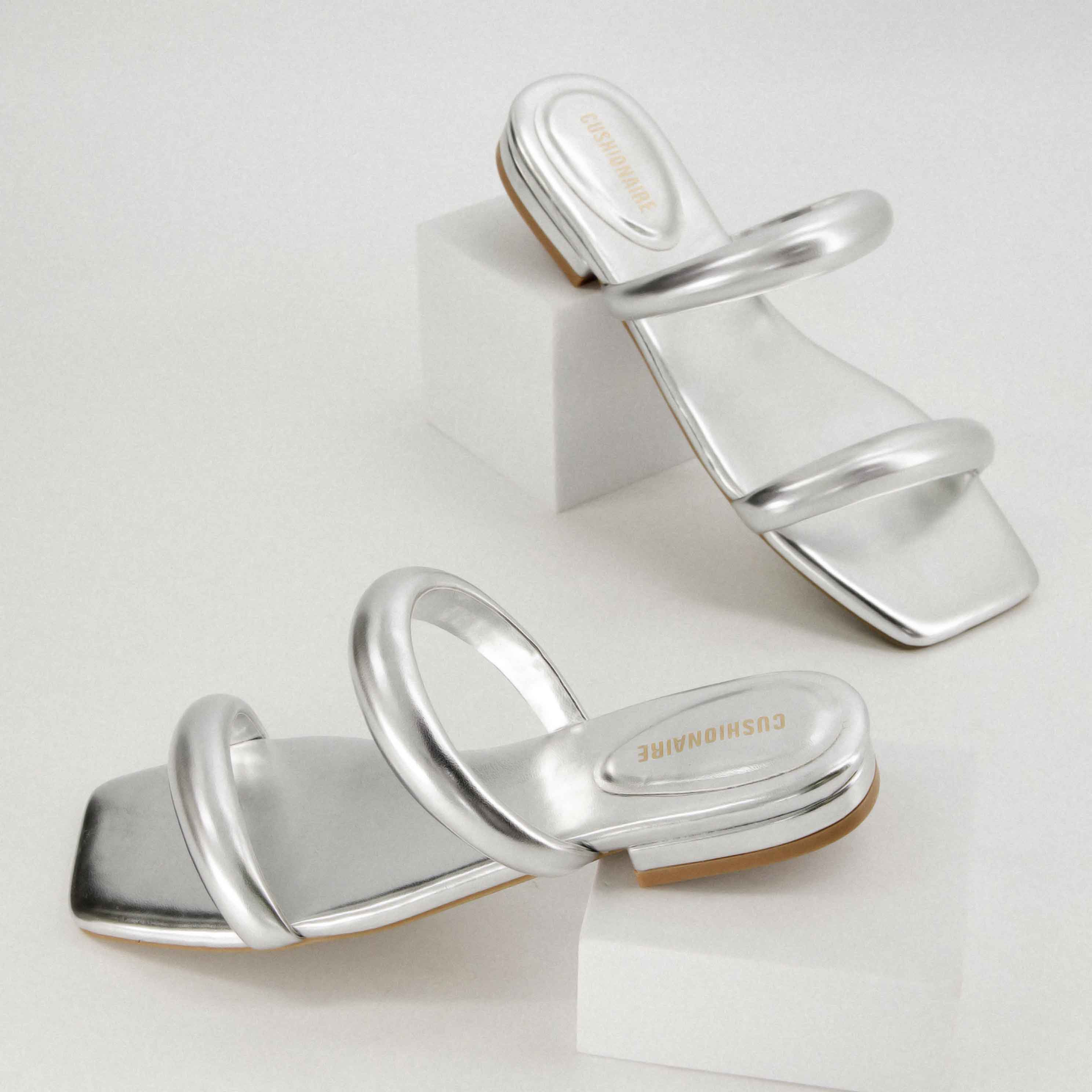 Dazzle Two Band Slide Sandal Silver