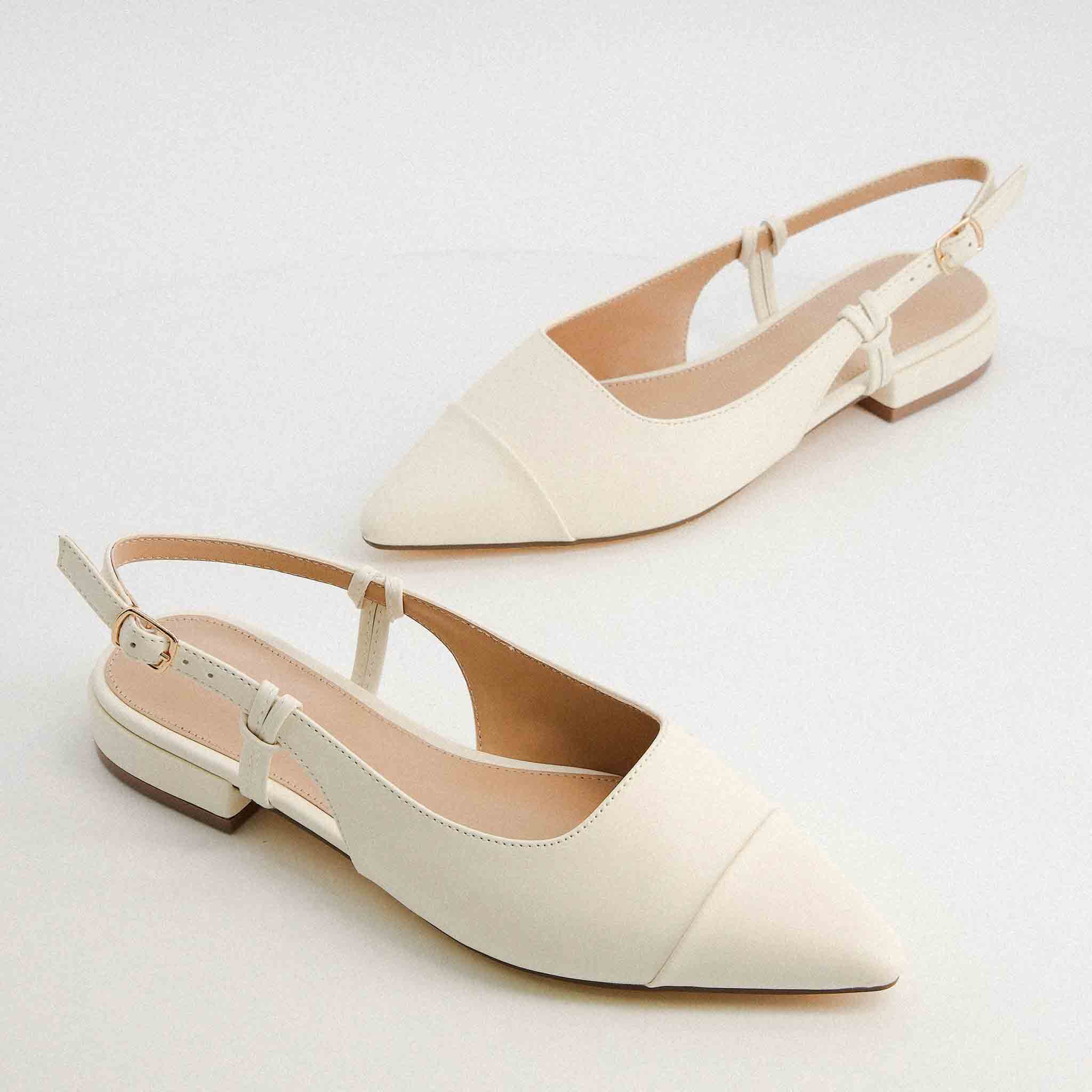 Forever Sling Back Flat Cream