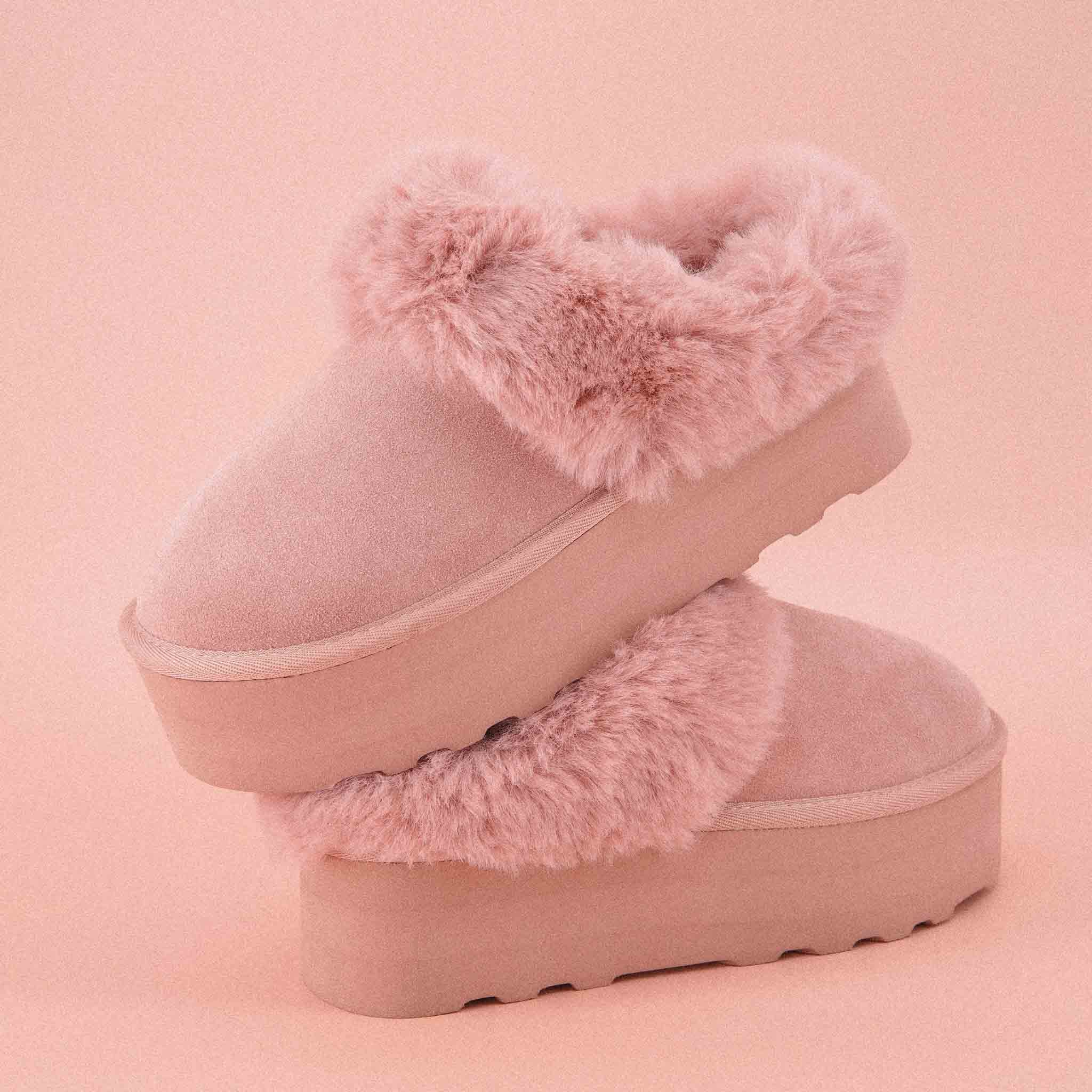 Husky Suede Cozy Platform Mule Pink