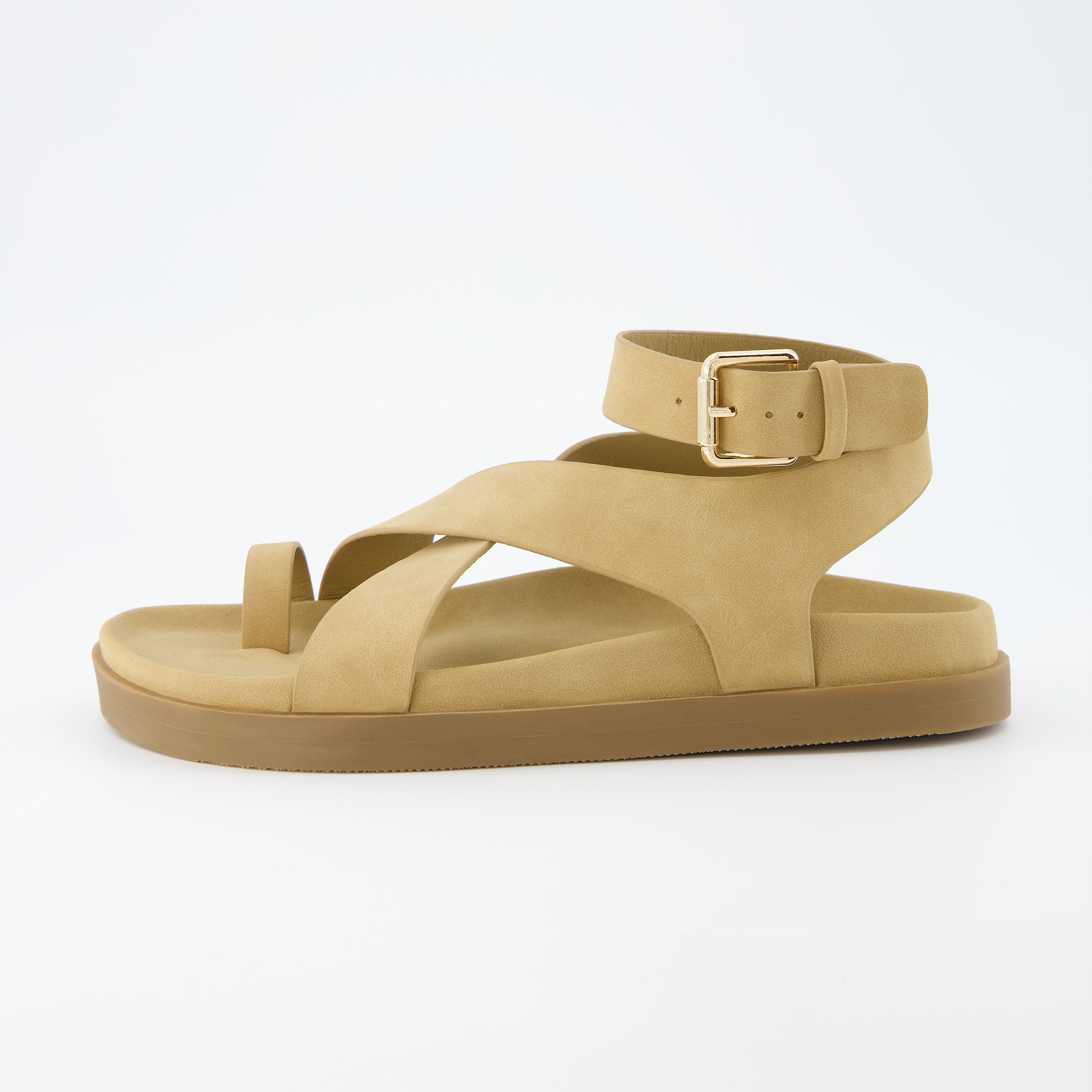 Entry Ankle Wrap Molded Footbed Sandal Camel