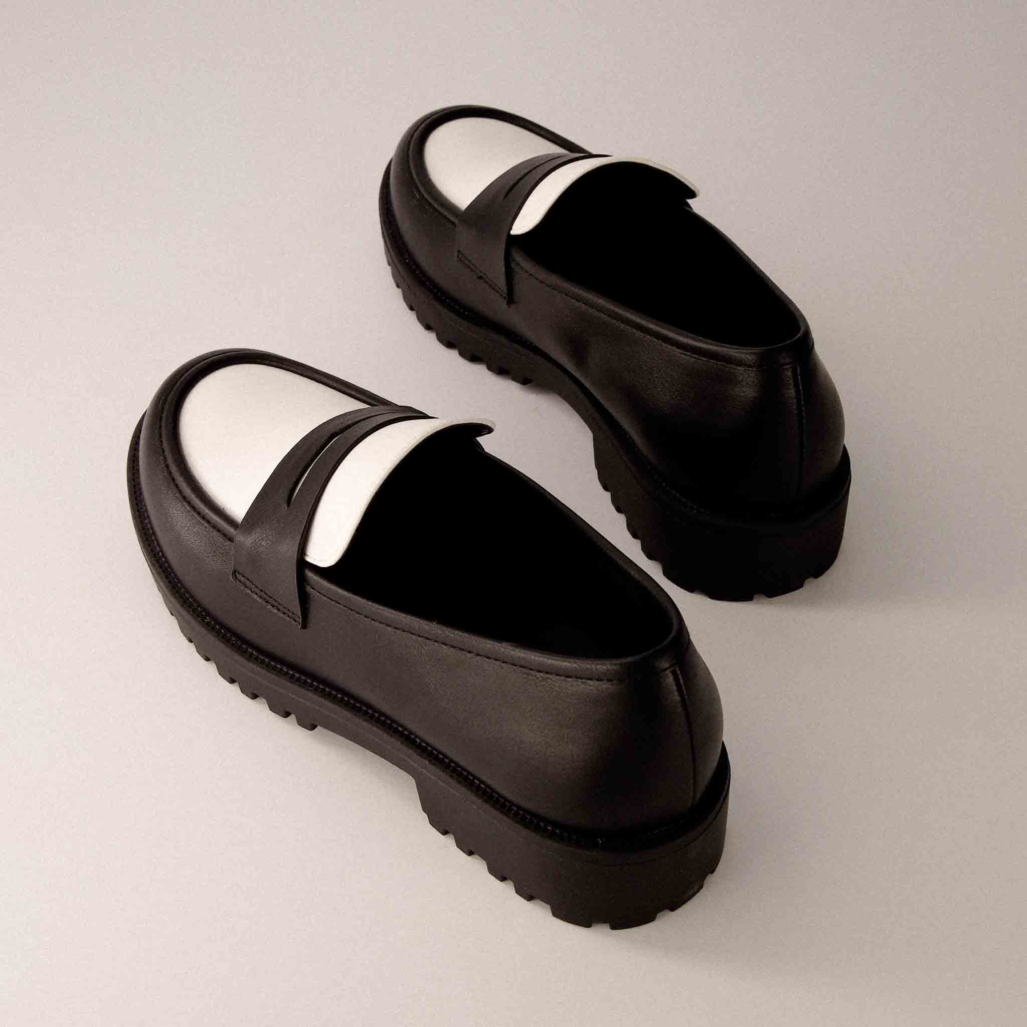 Reggio Contrast Slip On Loafer Black White