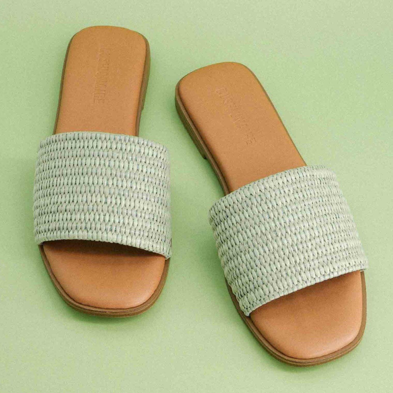 Sesame Raffia Slide Sandal Sage