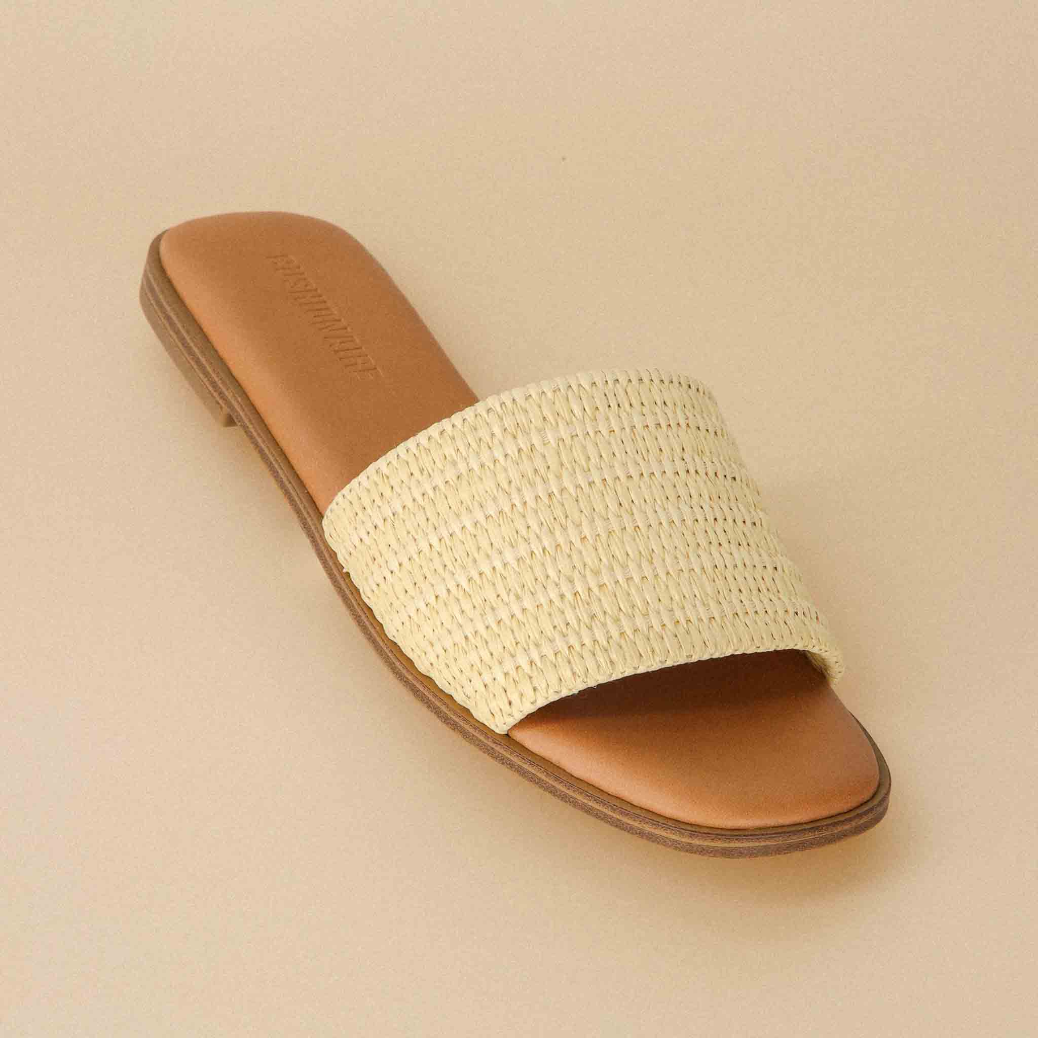Sesame Raffia Slide Sandal Natural Raffia
