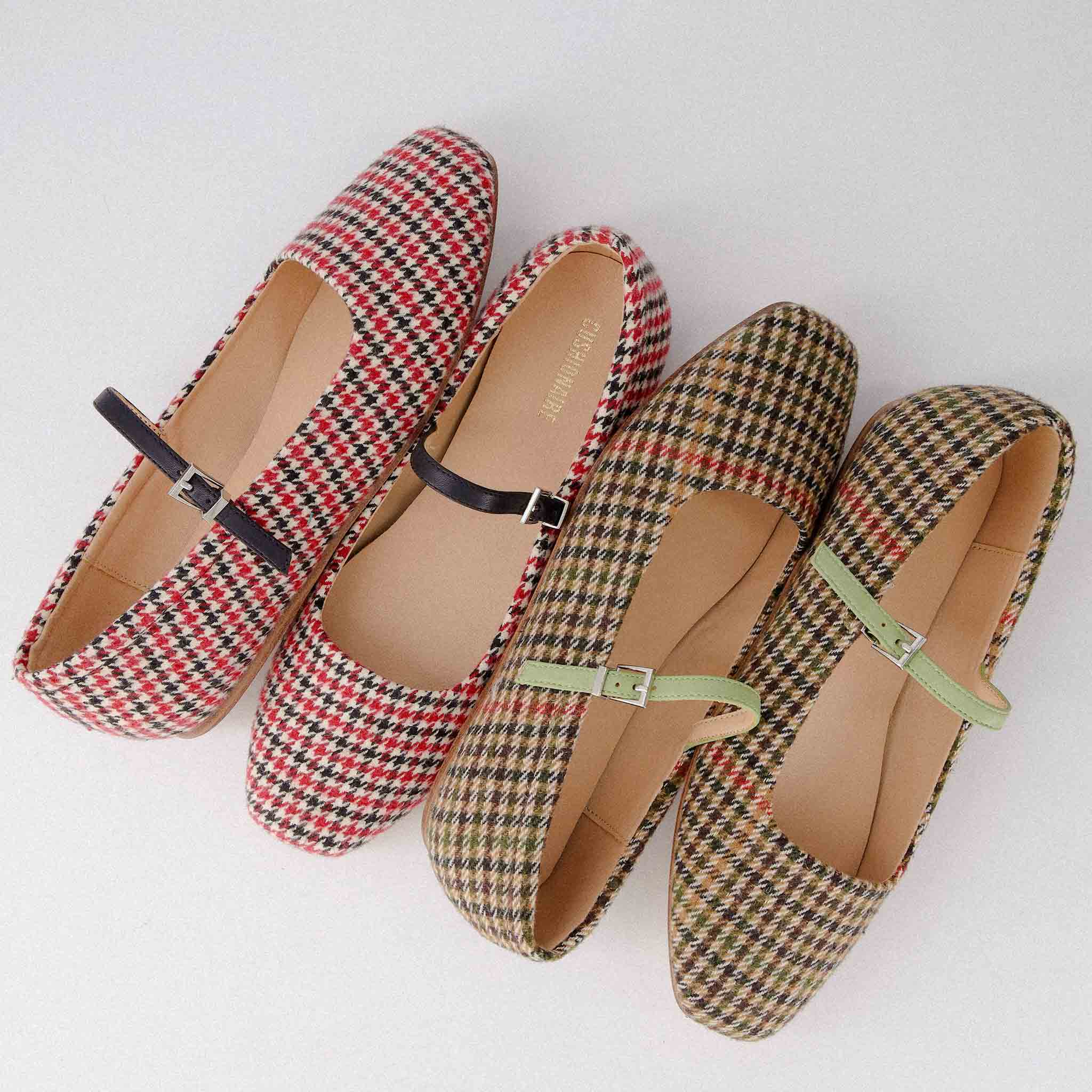 Sleeper Mary Jane Flat Burgundy Wool Plaid