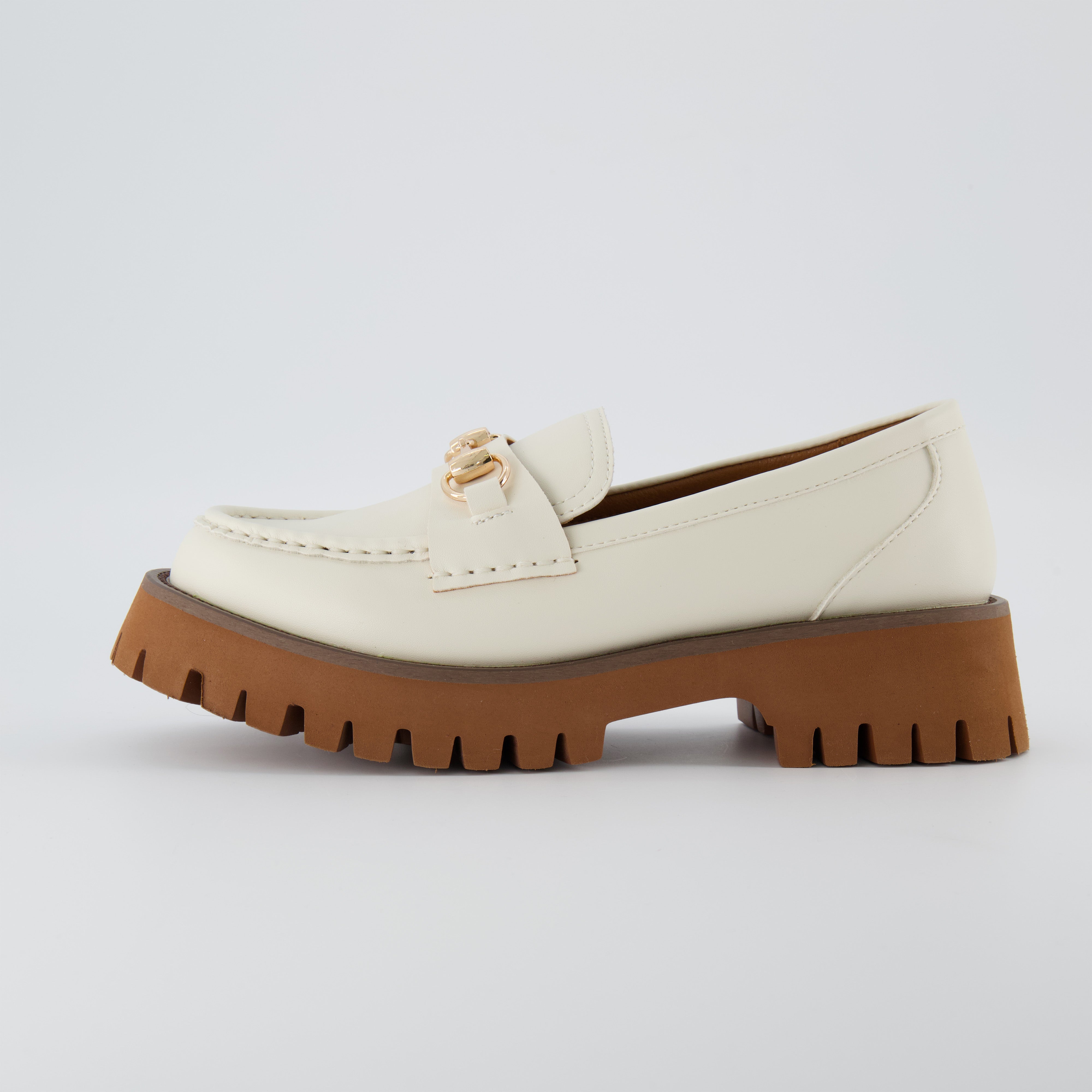 Dillan Buckle Slip On Loafer Cream