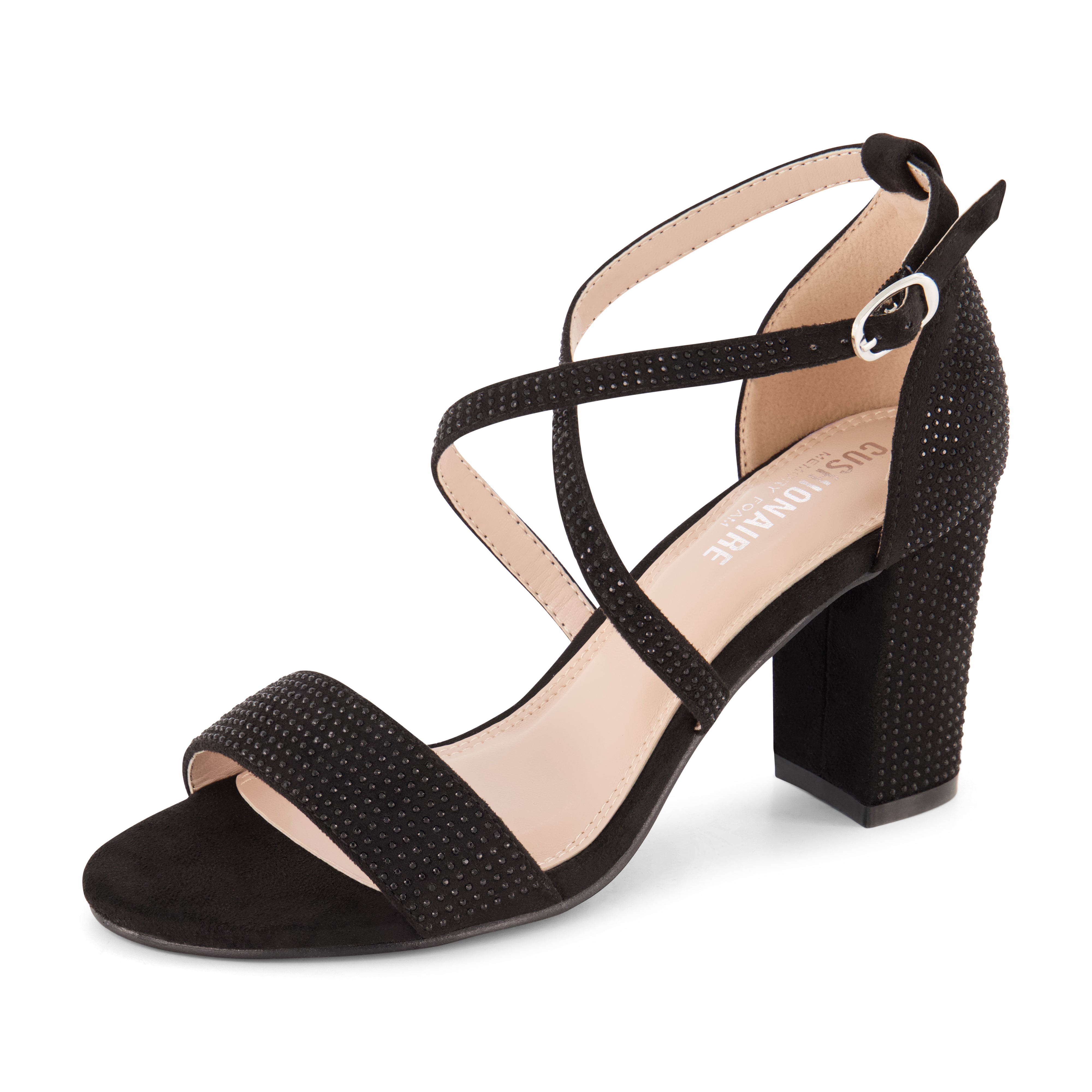 Jewel Rhinestone Dress Heel Black
