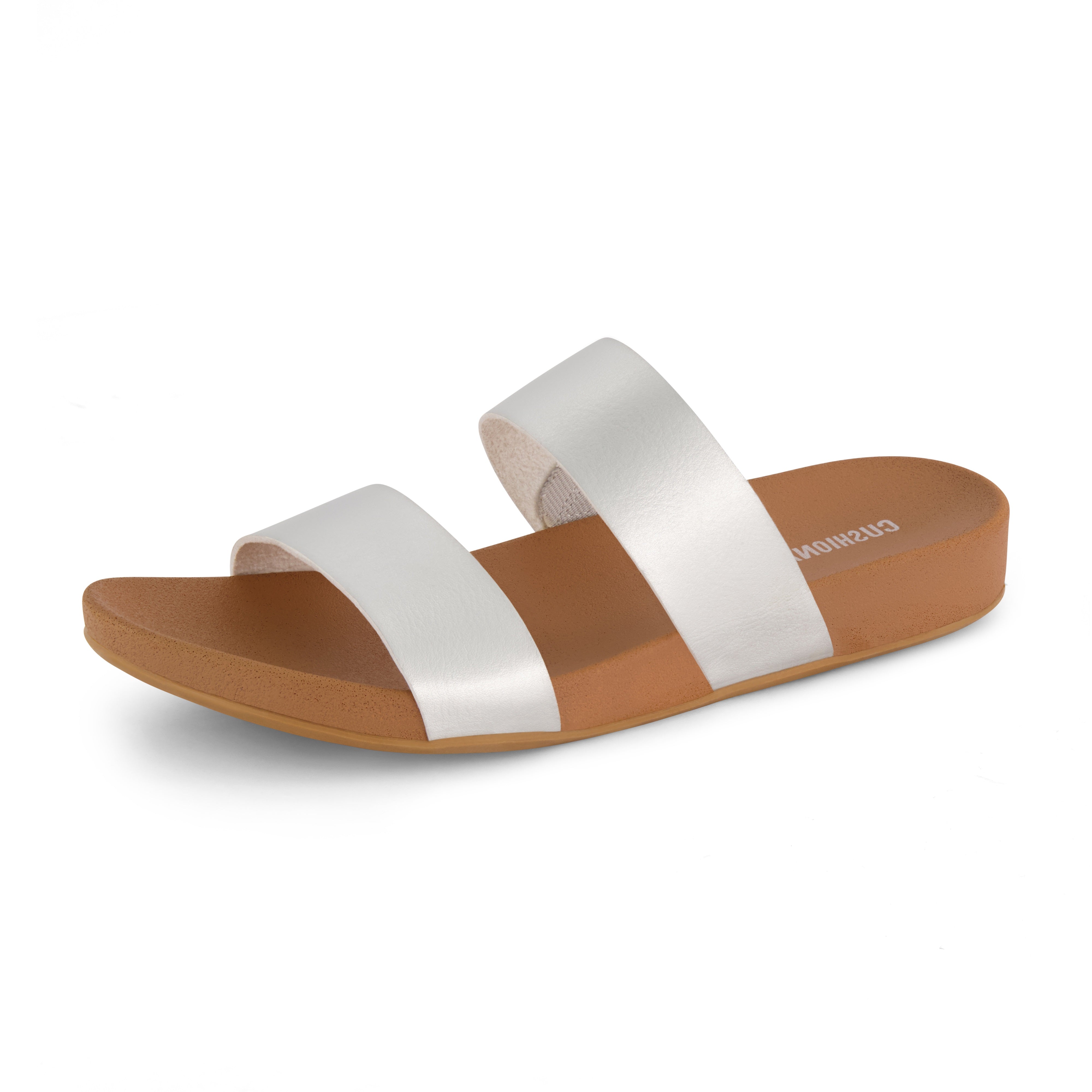 Josie Two Band Footbed Sandal Silver