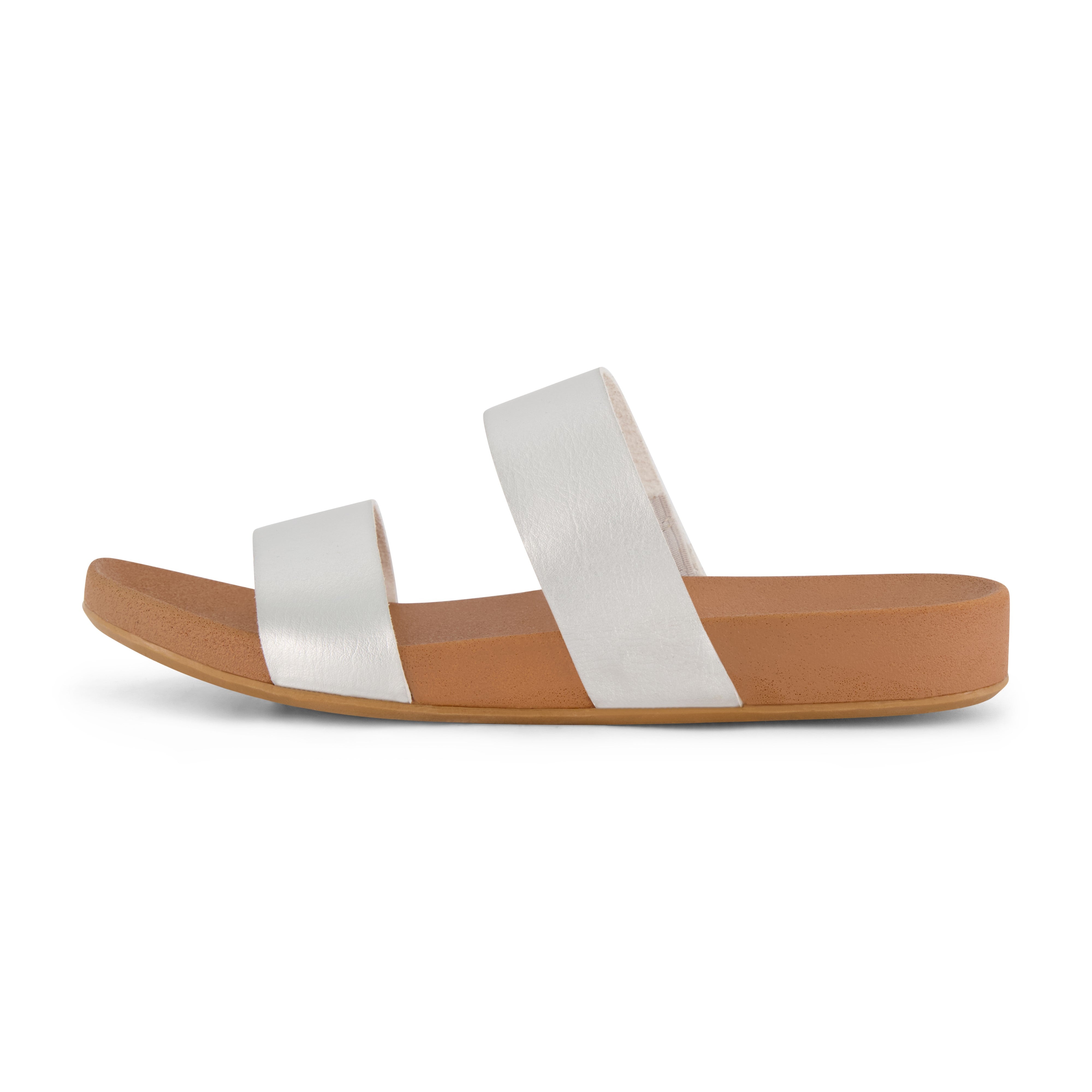 Josie Two Band Footbed Sandal Silver