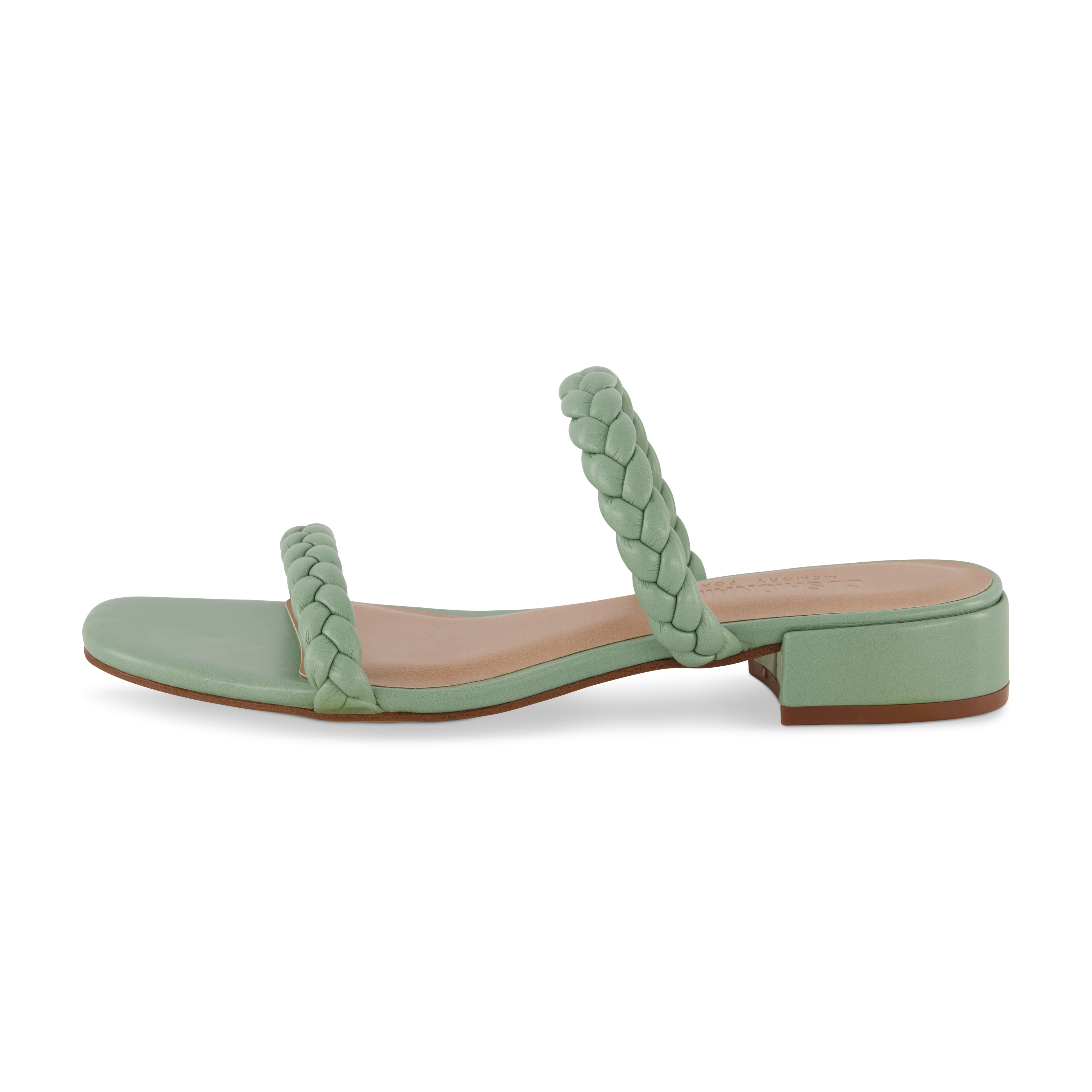 Neptune Braided Two Band Block Heel Sandal Mint
