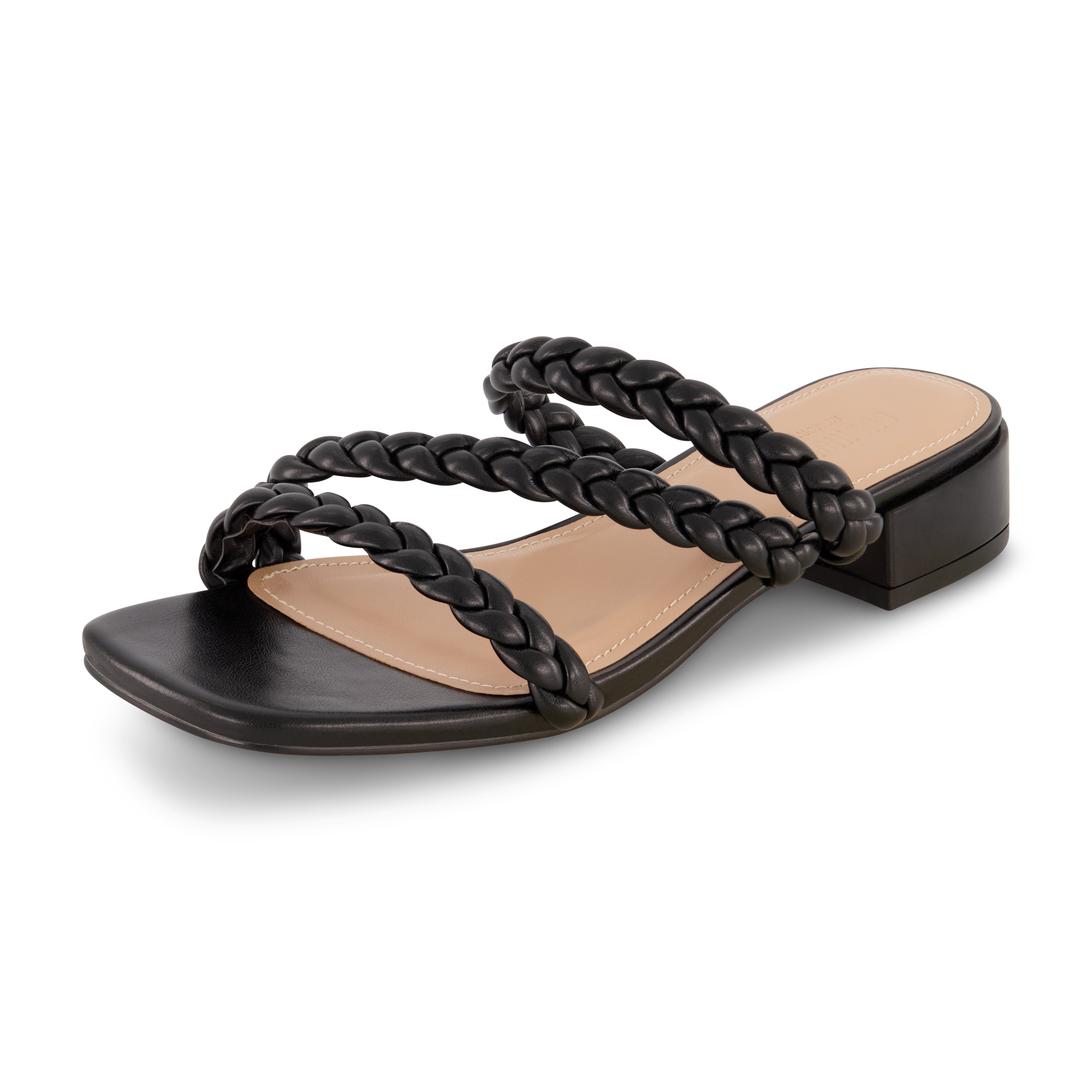Newton Braided Block Heel Sandal Black