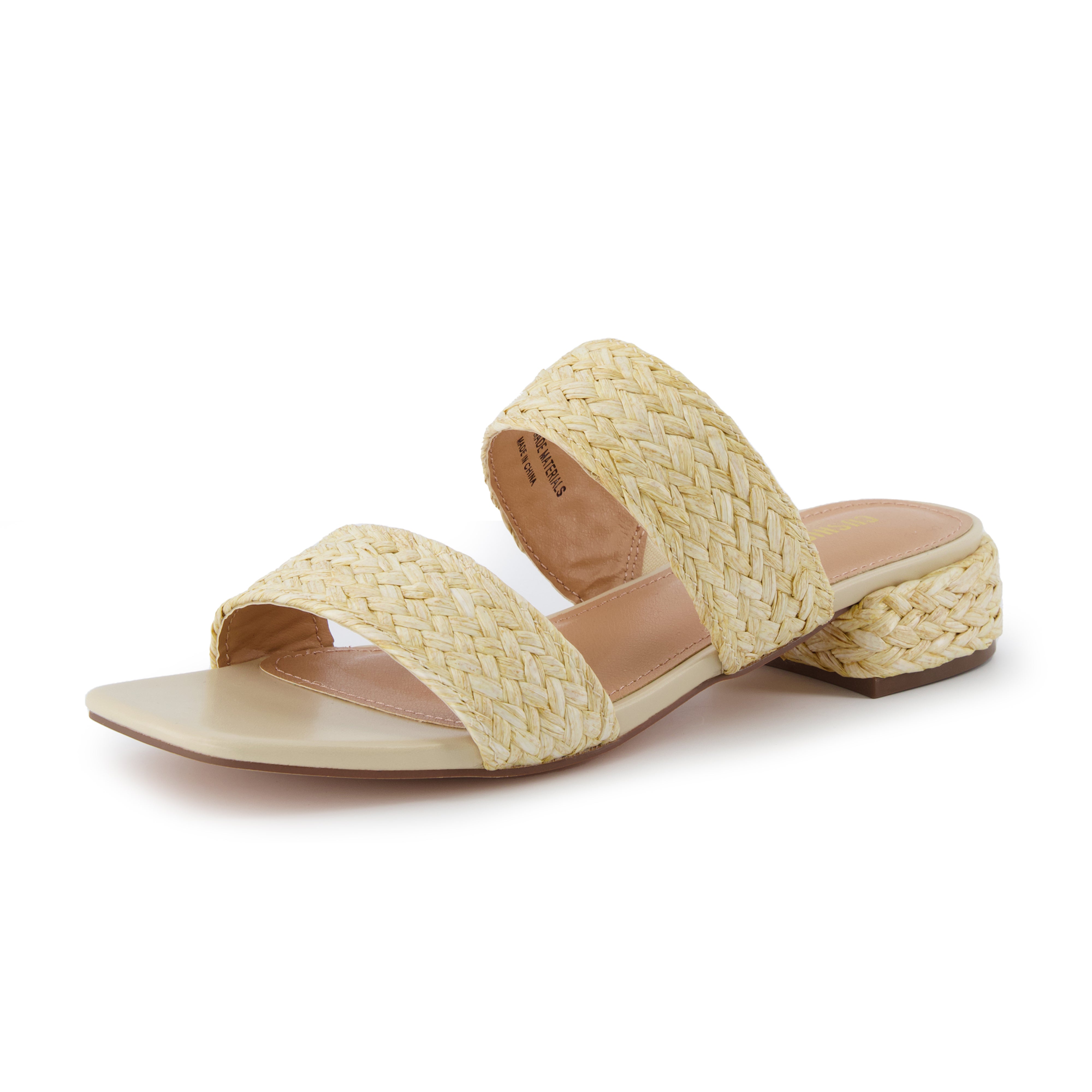 Niki Raffia Block Heel Sandals Natural