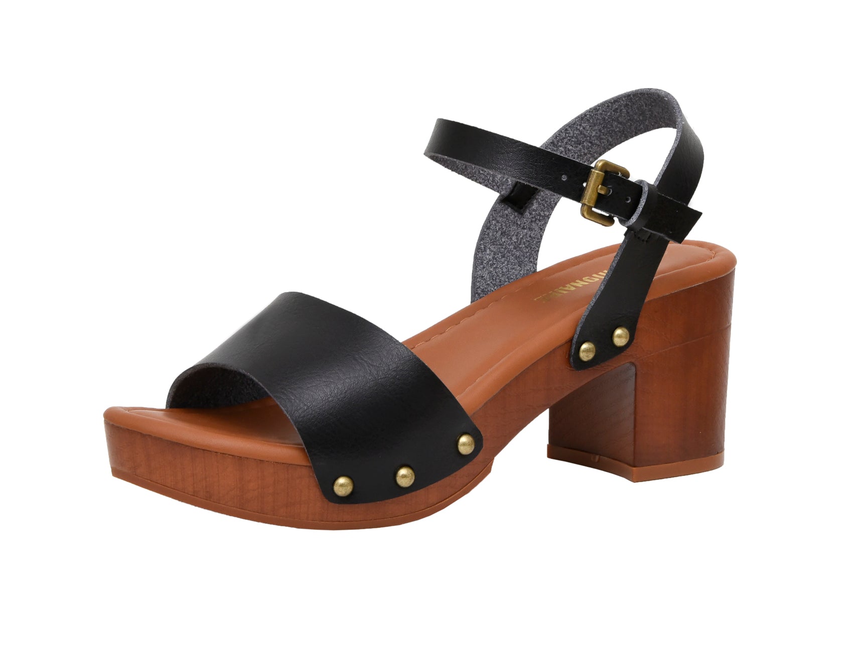 Sloan Faux Wood Sandals Black