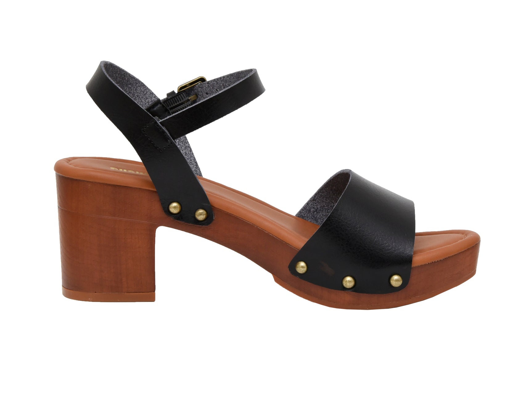 Sloan Faux Wood Sandals Black