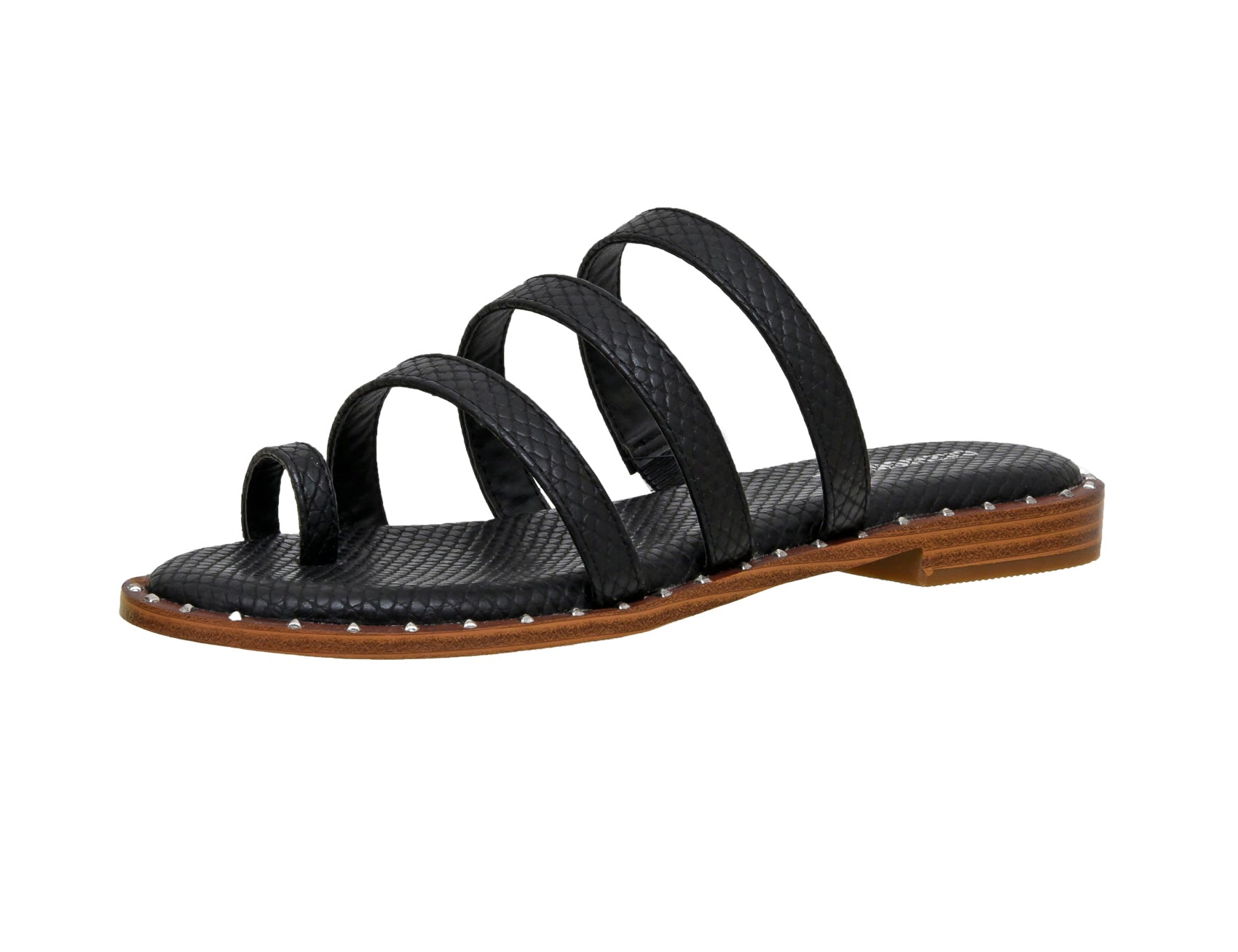 Tess Triple Band Slide Sandal Black