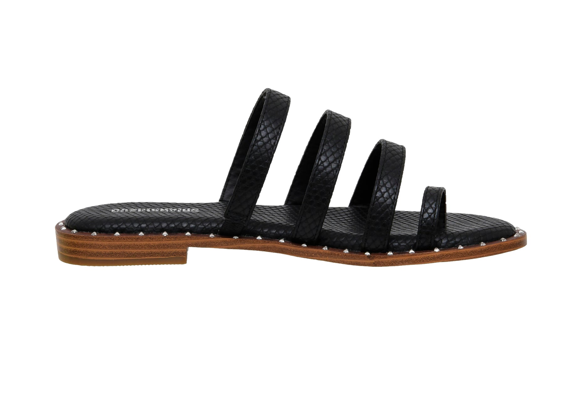Tess Triple Band Slide Sandal Black
