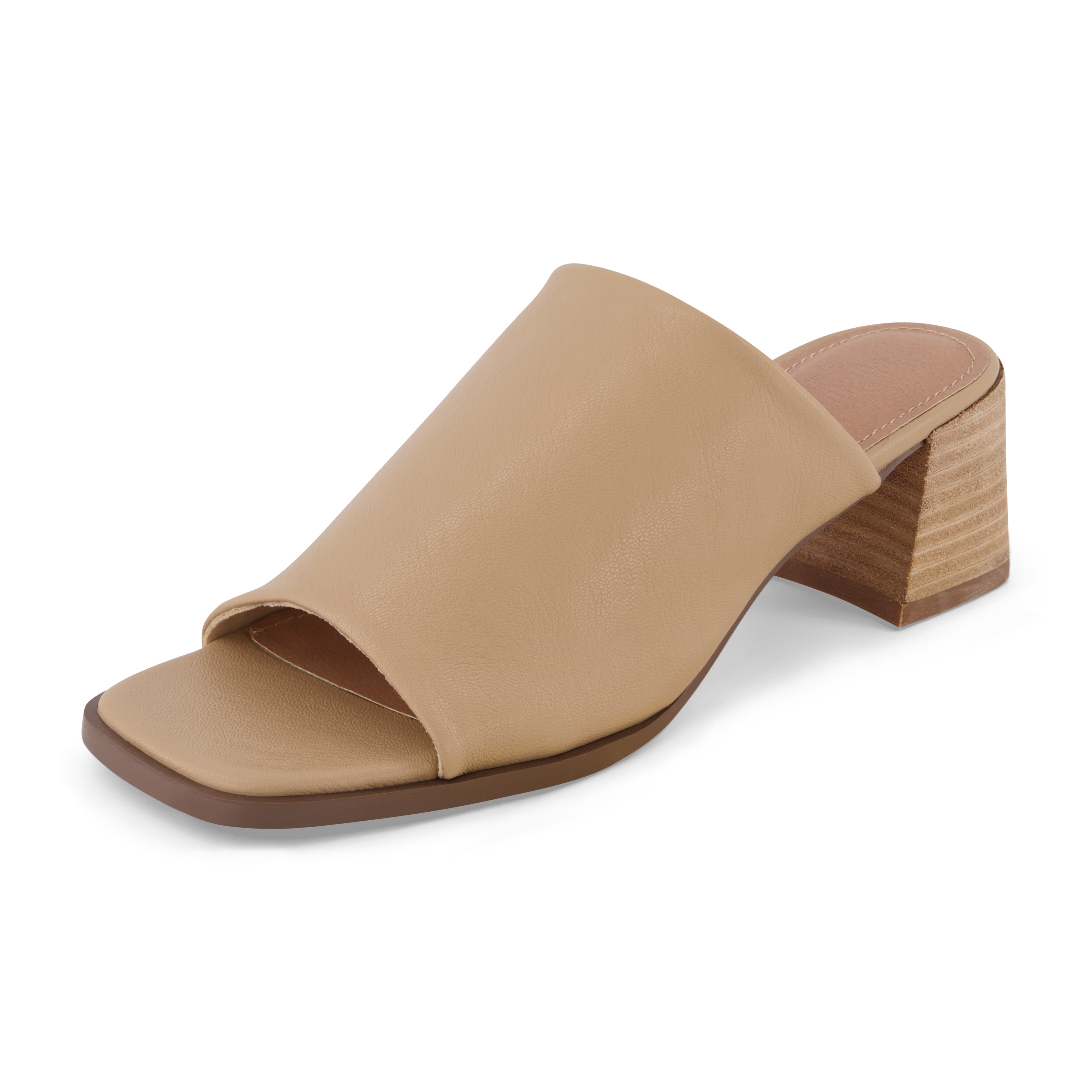 Olympia Stacked Heel Mule Nude
