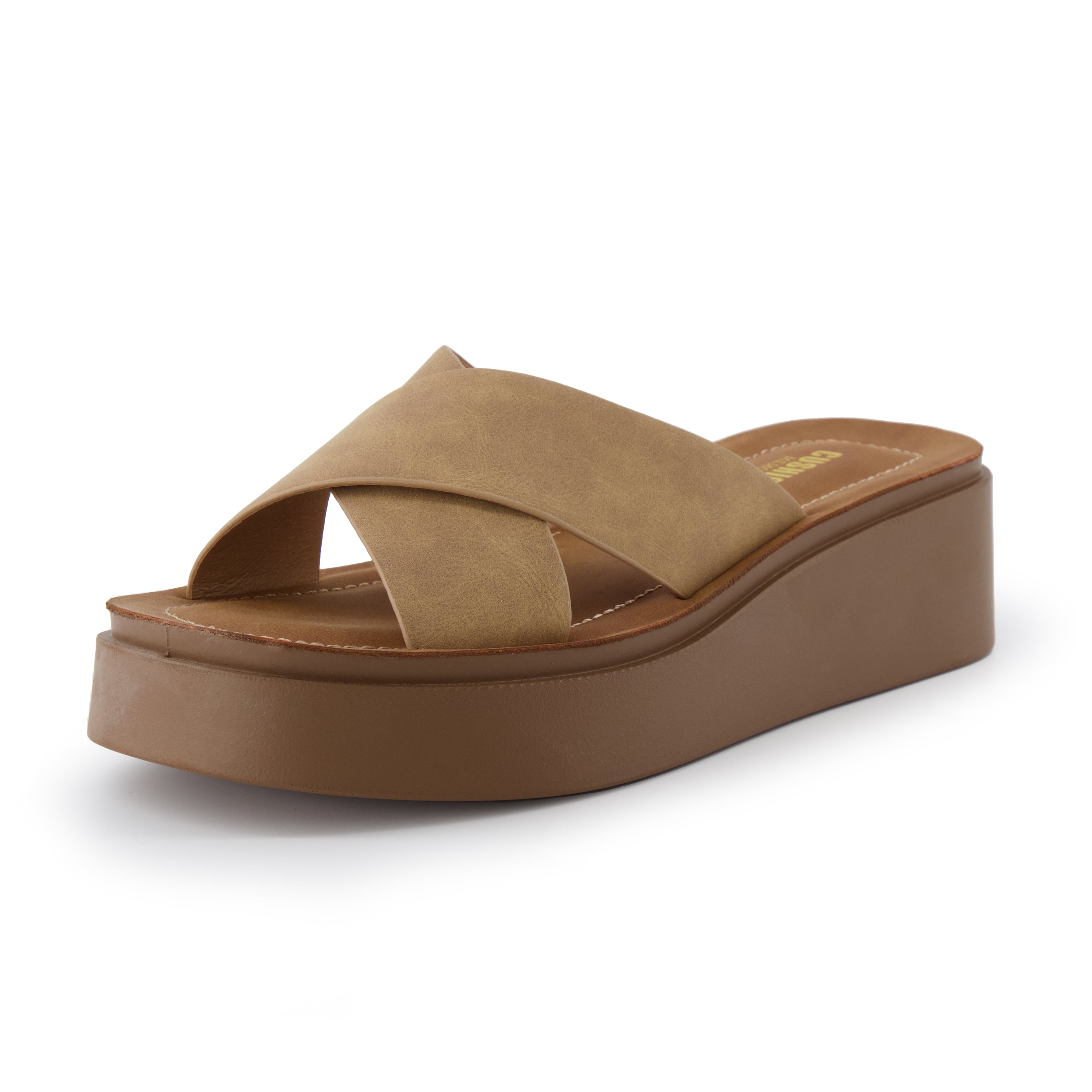 Pepe Crossband Platform Sandals Tan