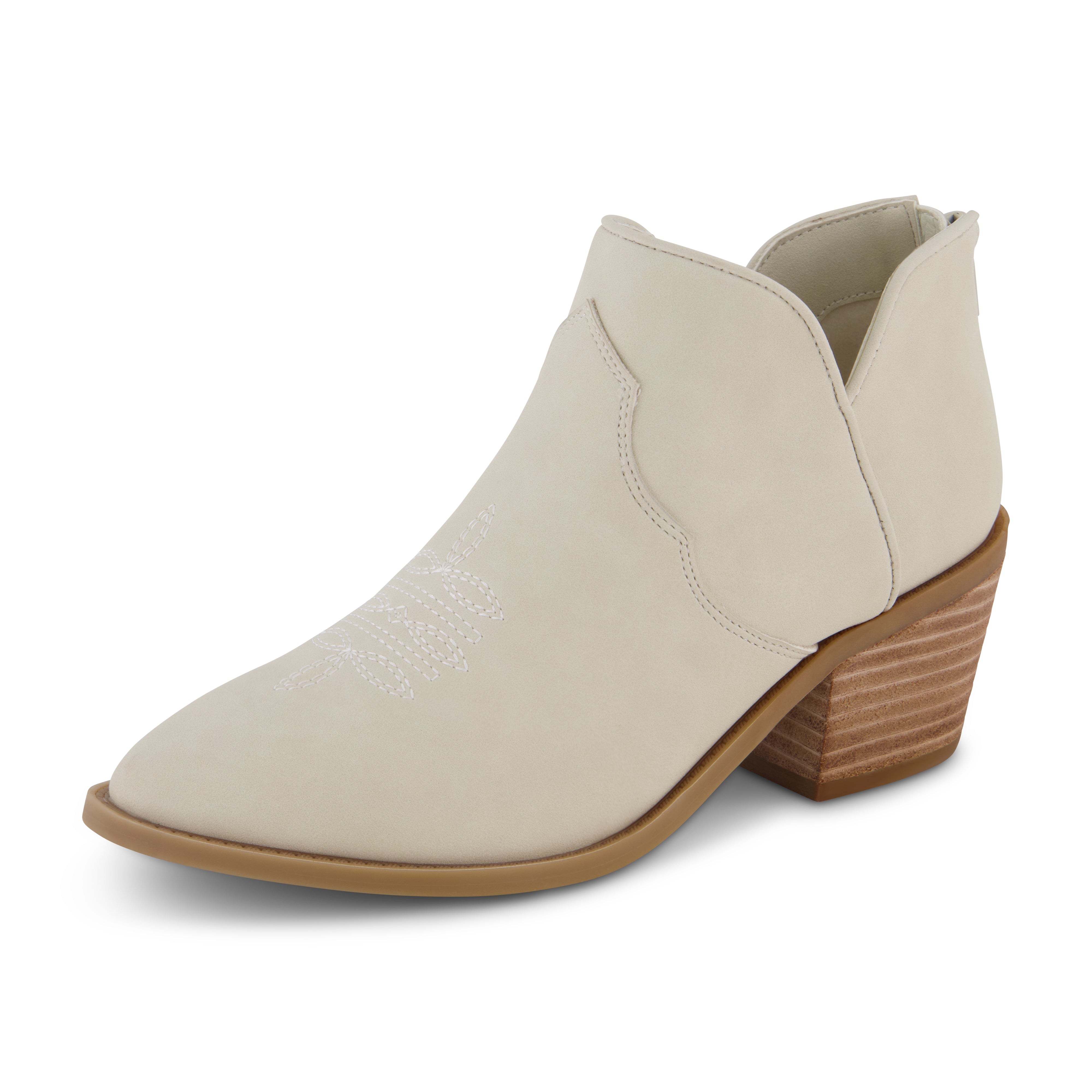 Rodeo Western Stacked Heel Bootie Ivory