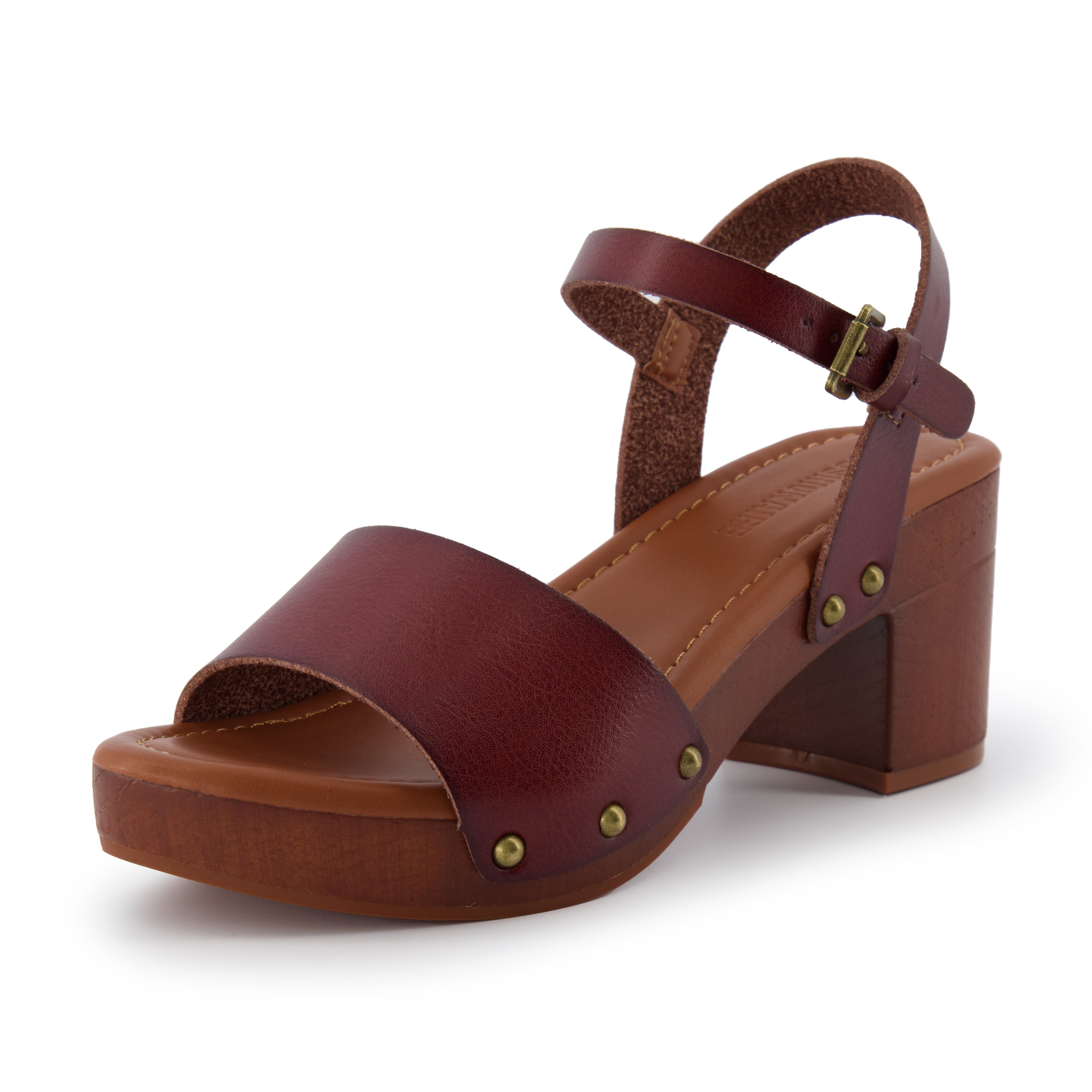 Sloan Faux Wood Sandals Whiskey