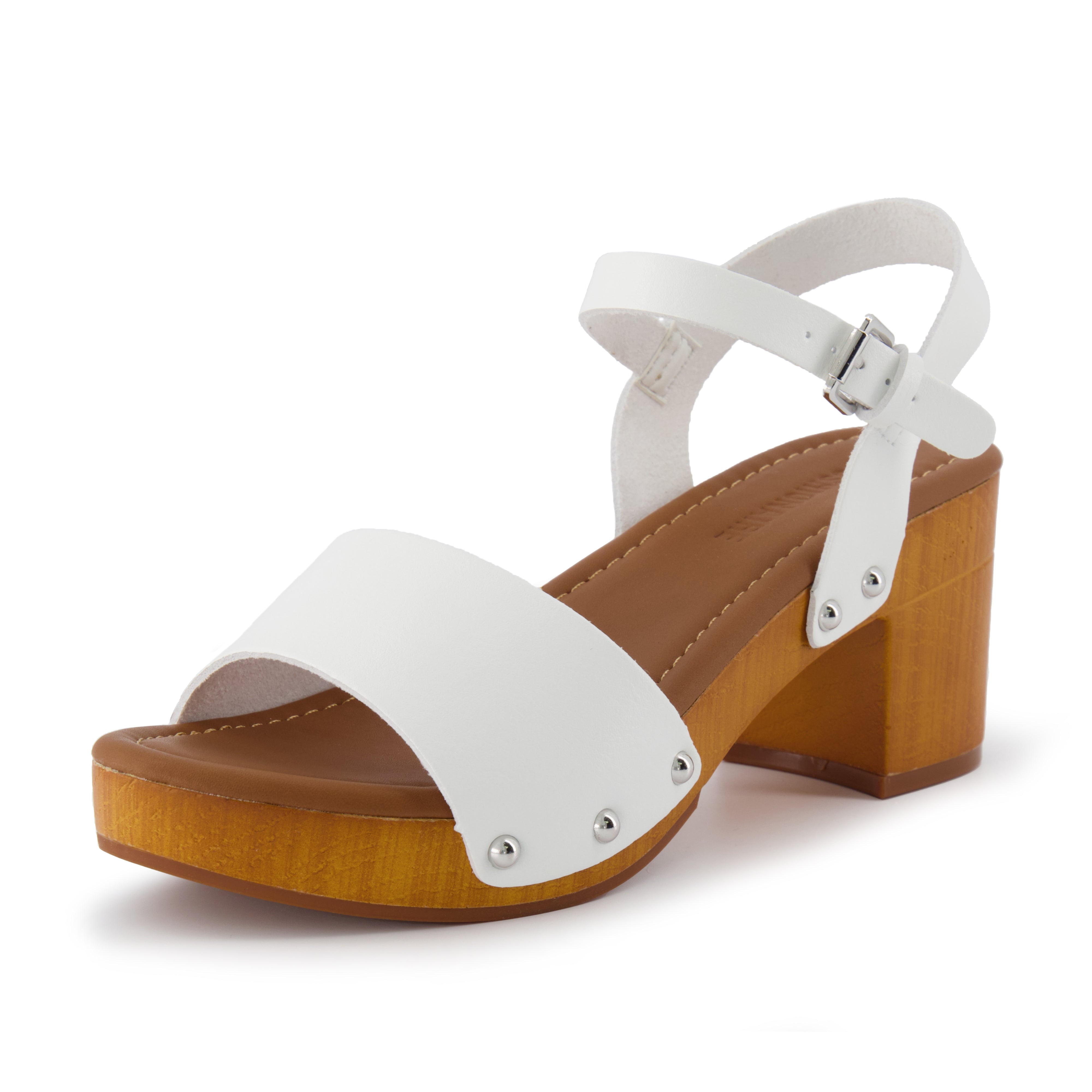 Sloan Faux Wood Sandals White