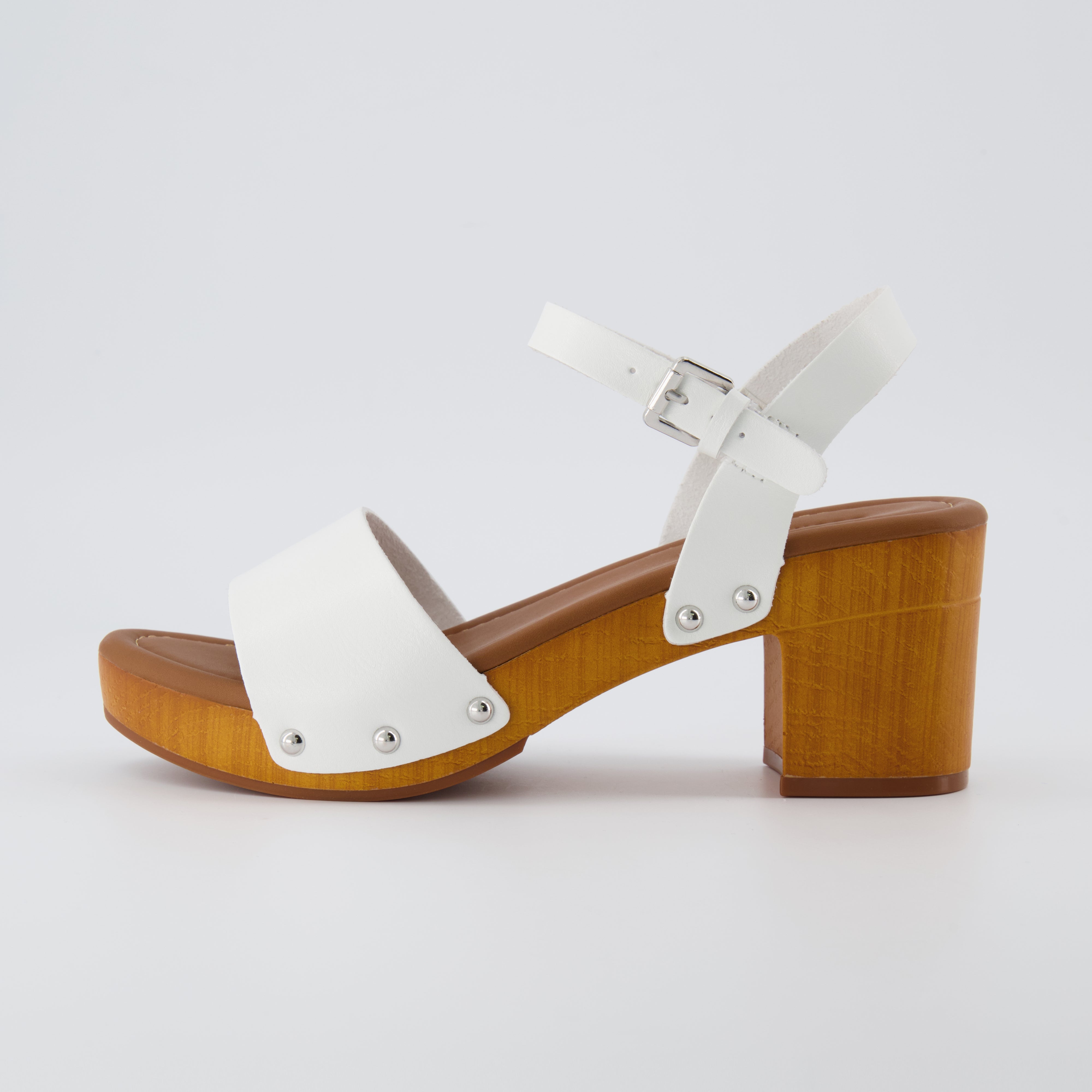 Sloan Faux Wood Sandals White