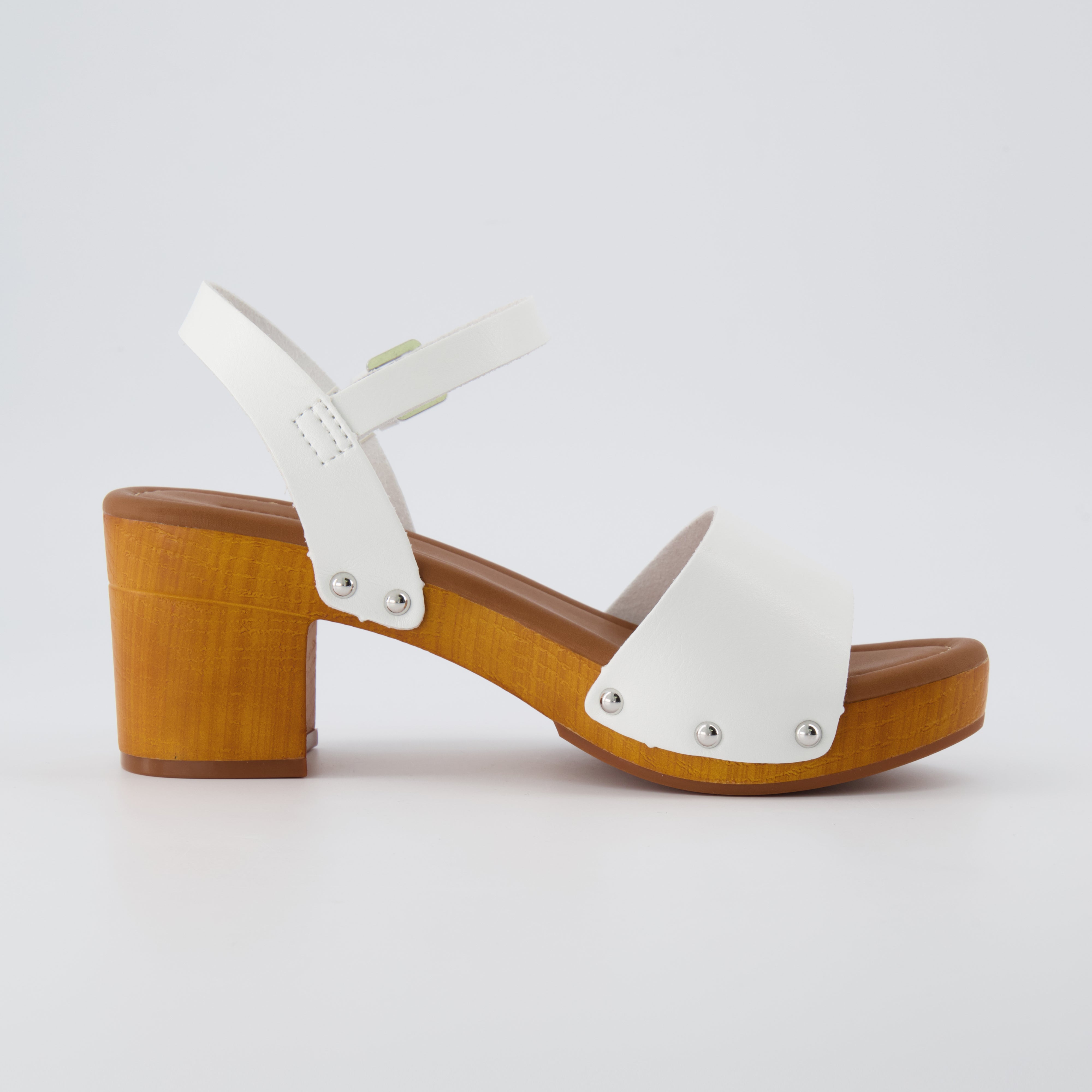 Sloan Faux Wood Sandals White