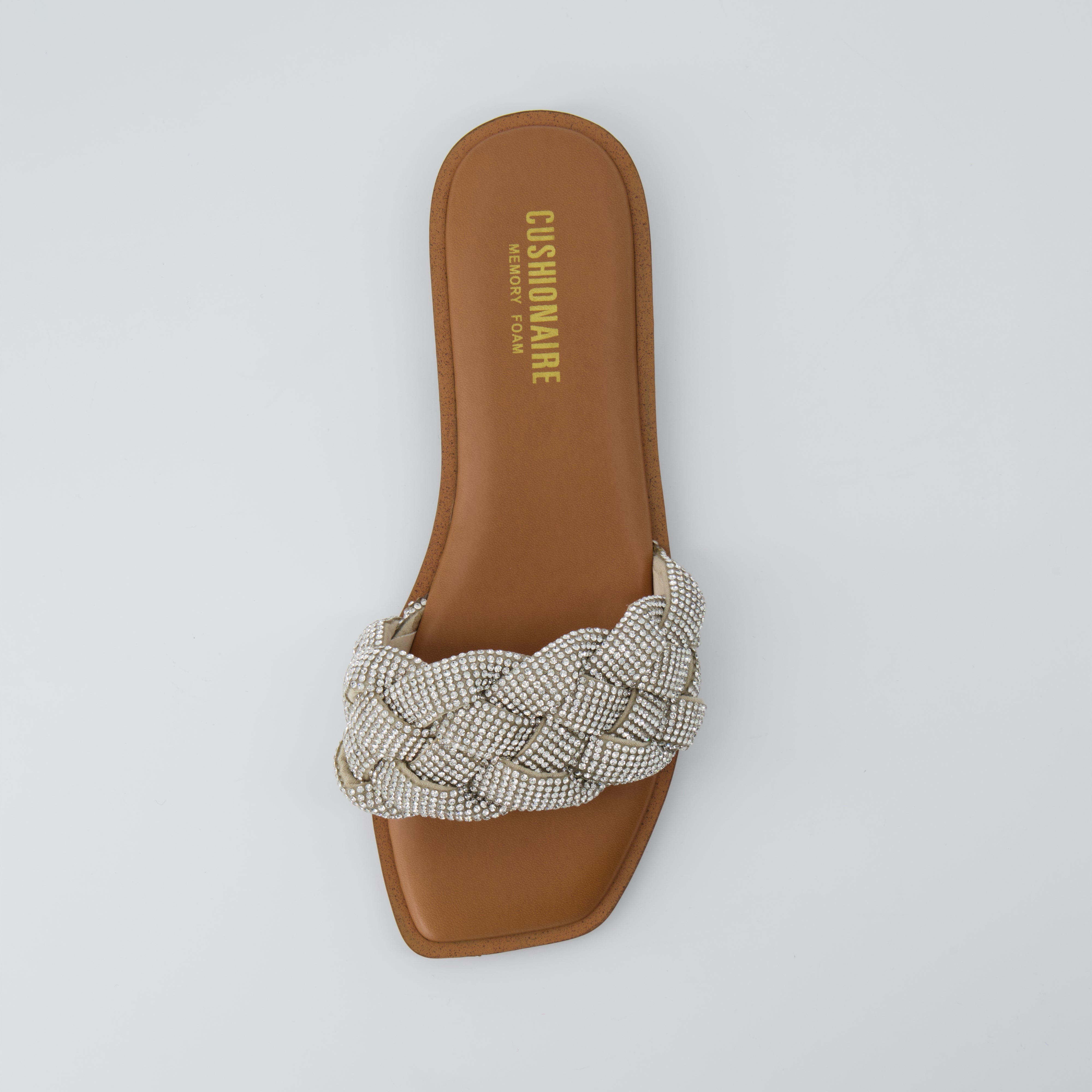 Verse Woven Rhinestone Slide Sandals Silver Sparkle