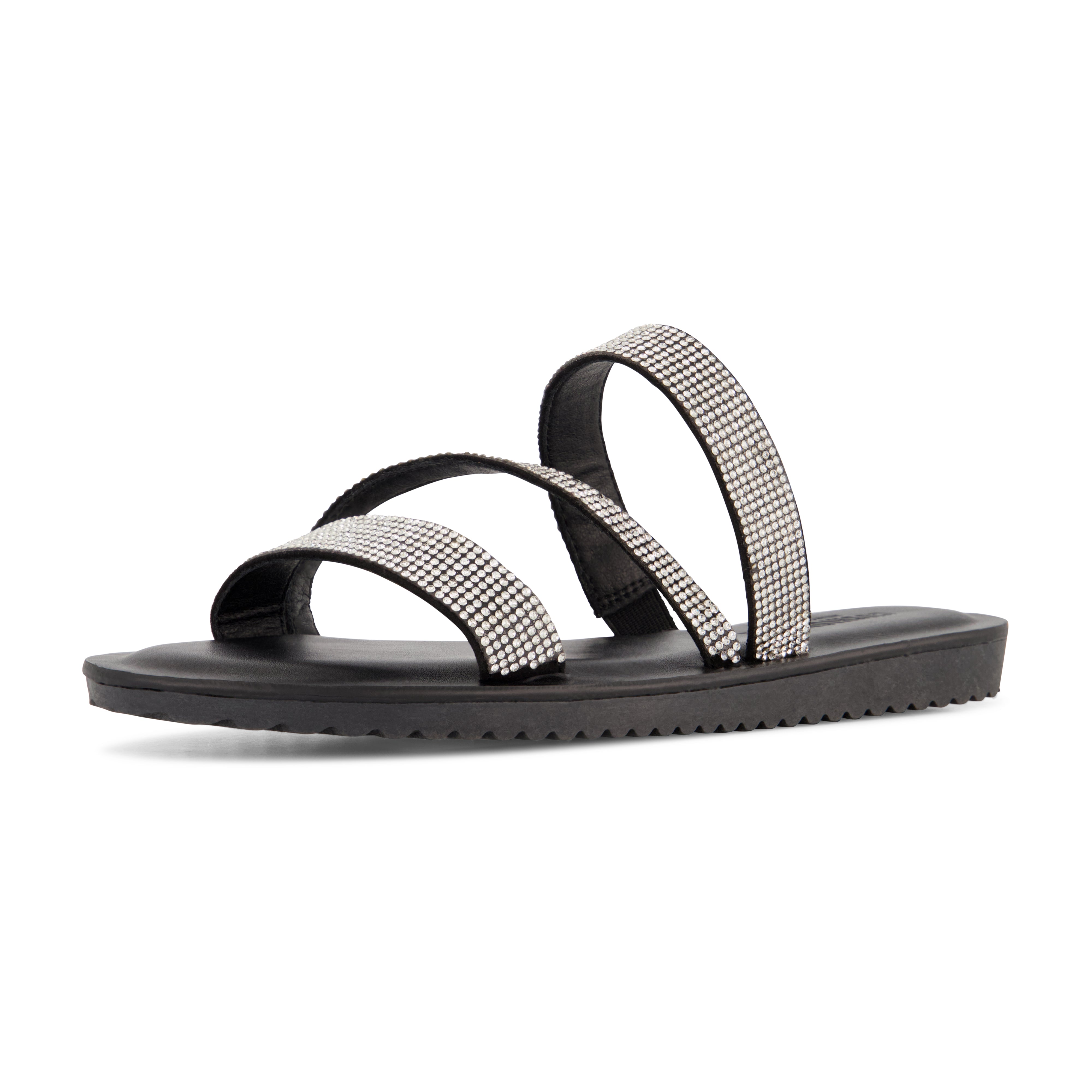 Vienna Rhinestone Slide Sandal Black