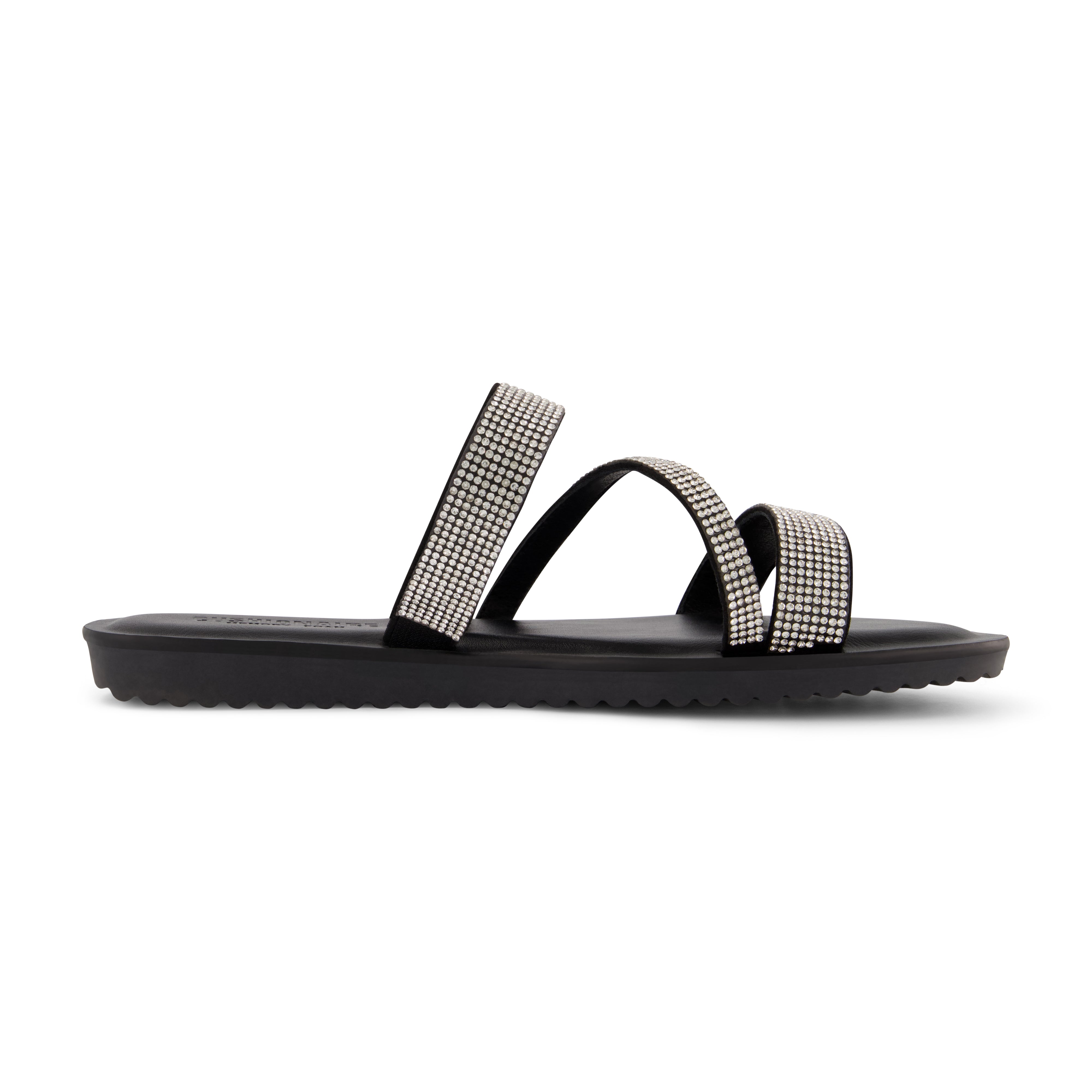 Vienna Rhinestone Slide Sandal Black