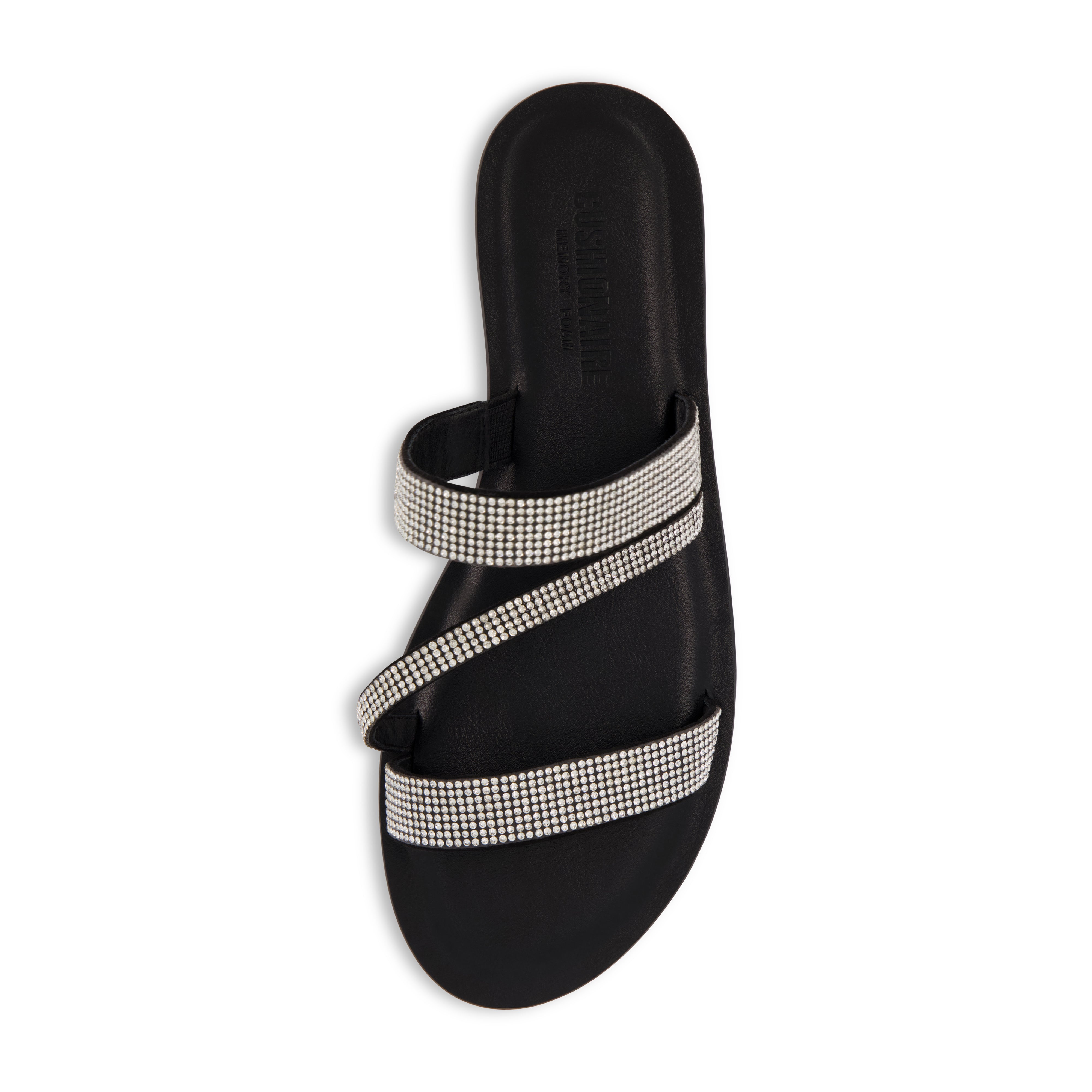 Vienna Rhinestone Slide Sandal Black
