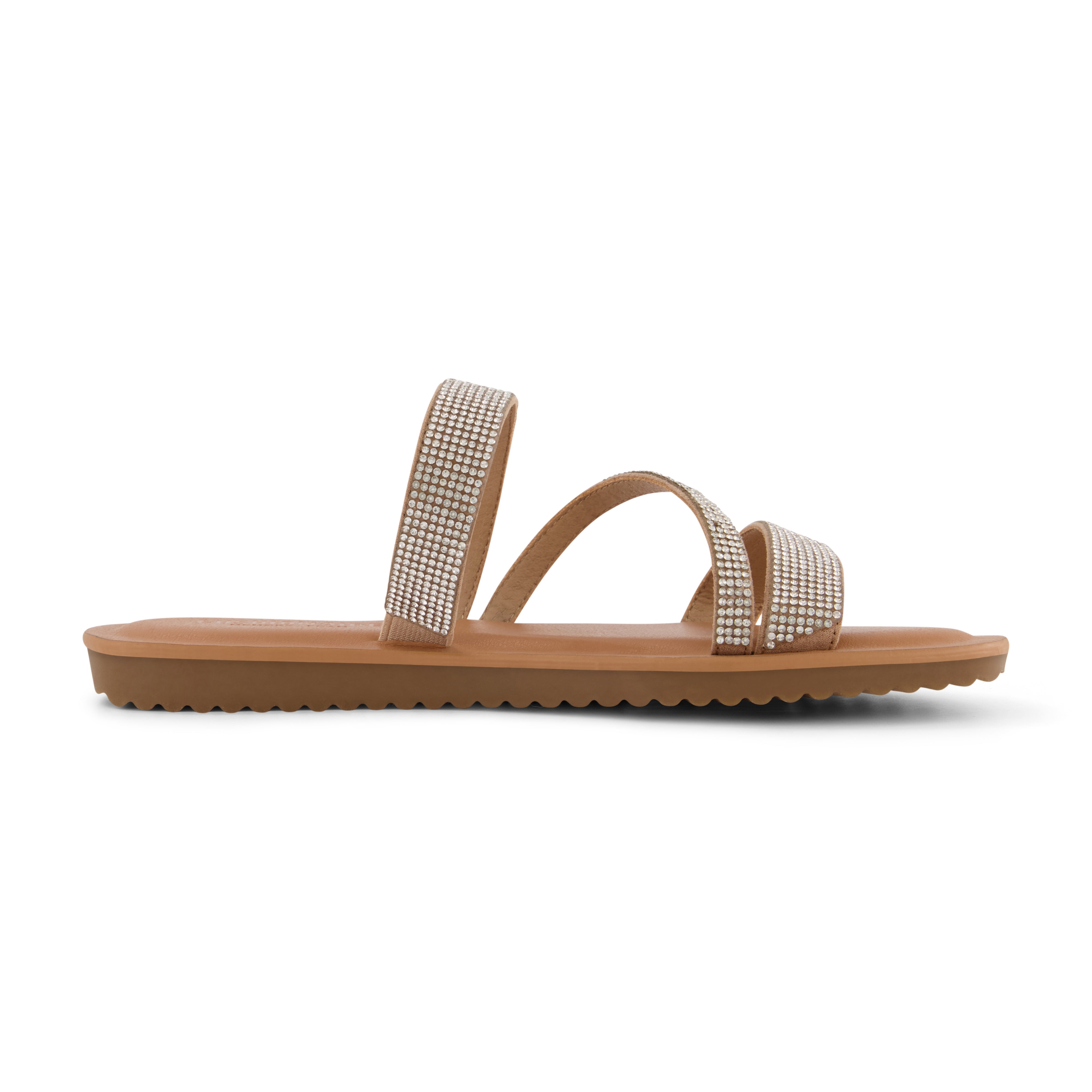 Vienna Rhinestone Slide Sandal Natural