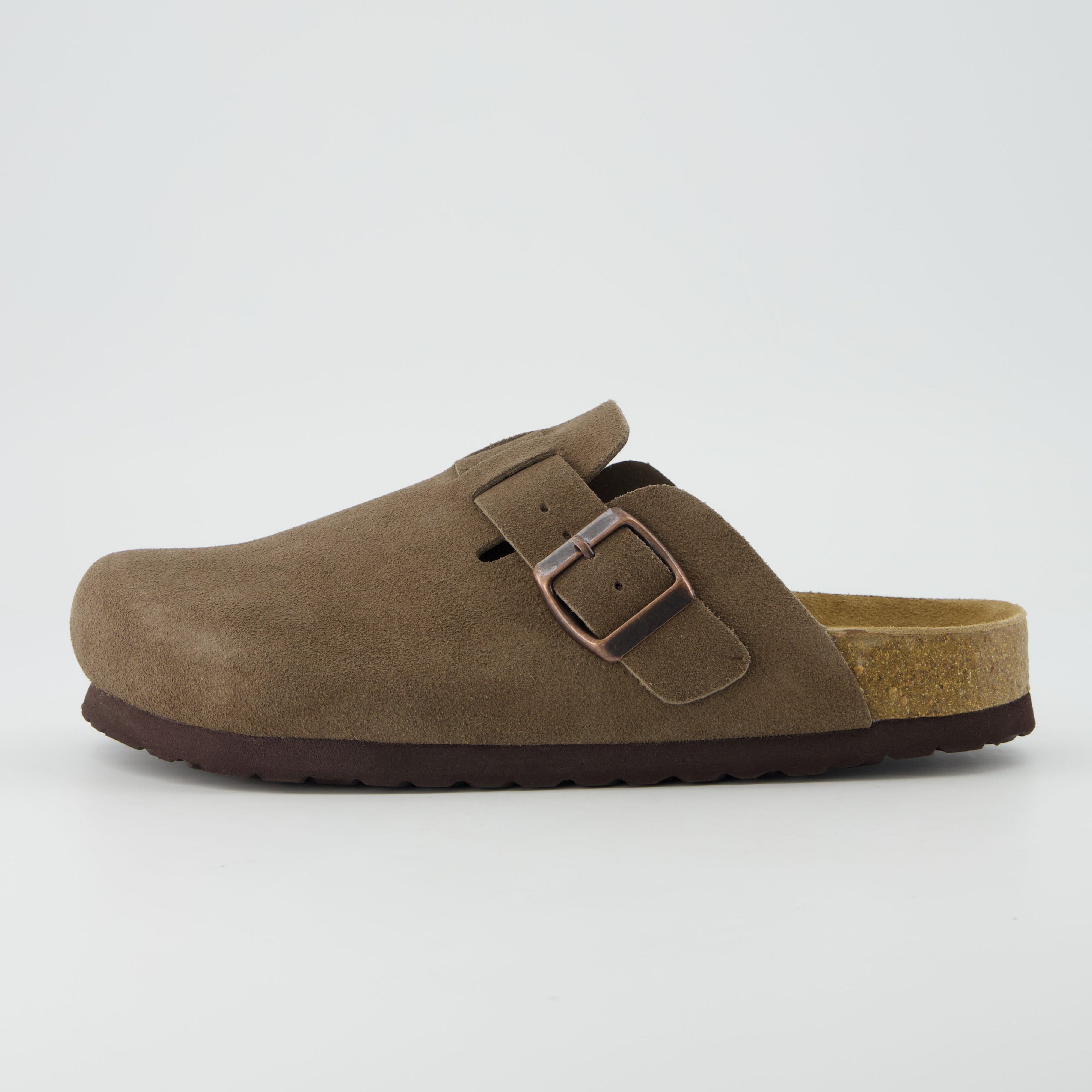 Hana Leather Clog Dark Taupe