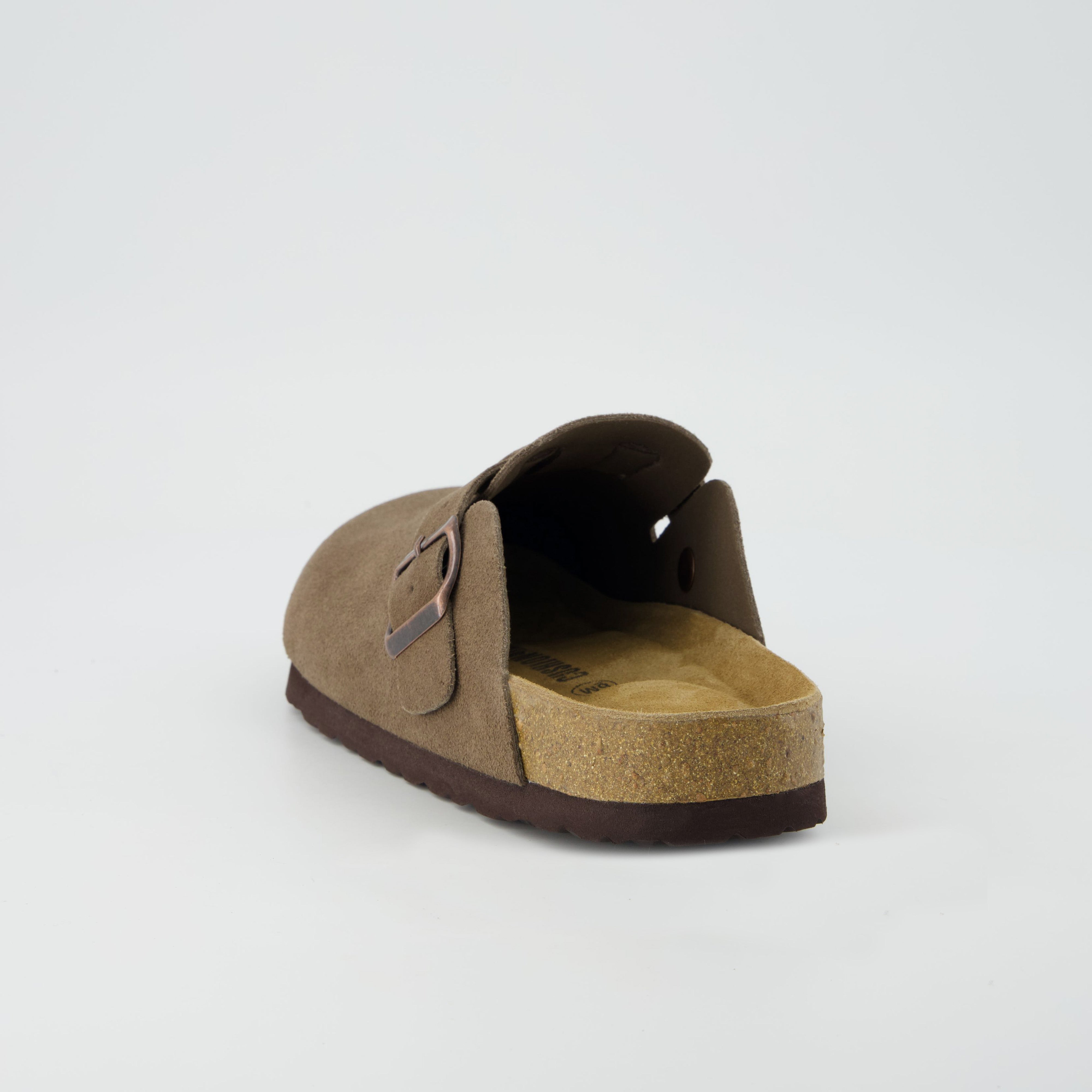 Hana Leather Clog Dark Taupe