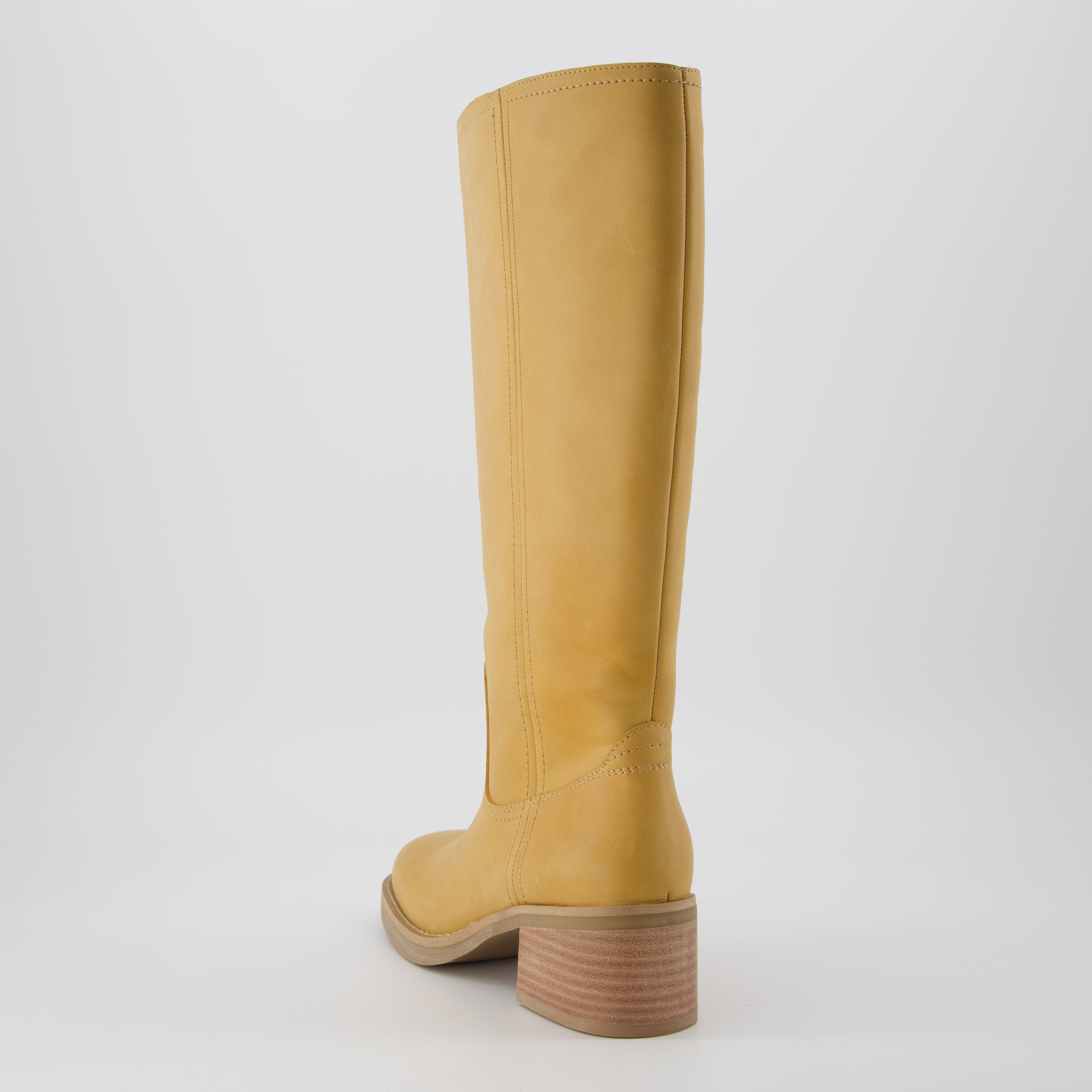 Cushionaire Women's Sawyer Leather Stacked Heel Tall Boots - Pull