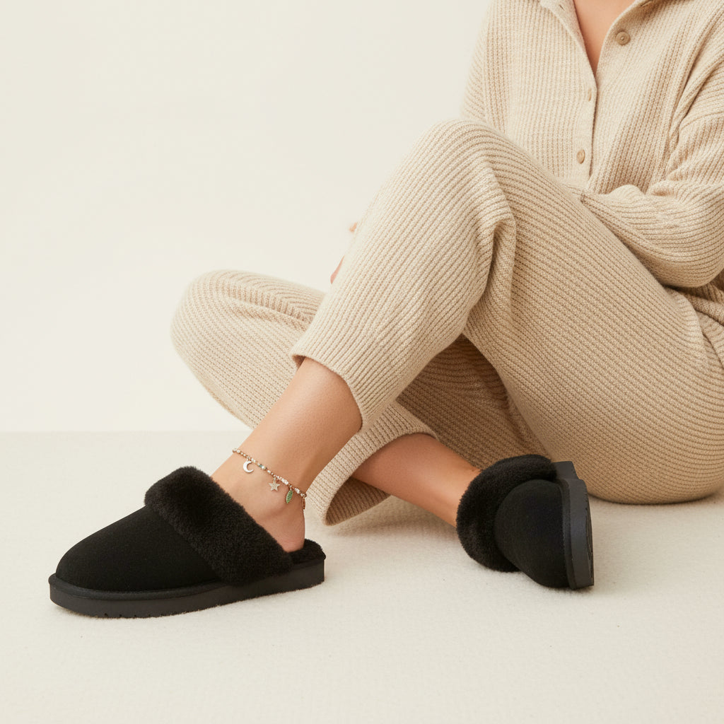 Hush Suede Slippers Black