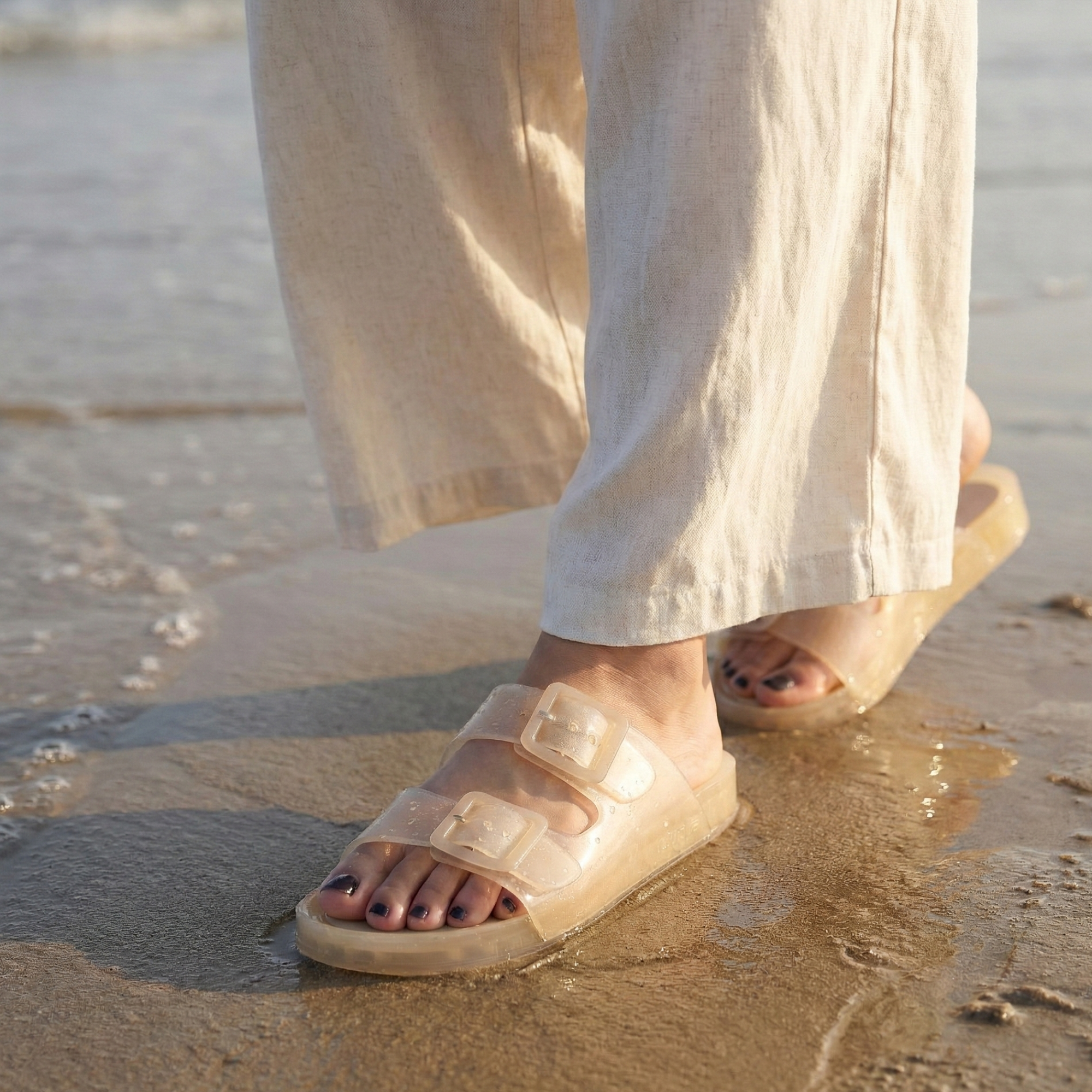 Pool Slide Sandals Champagne Medium