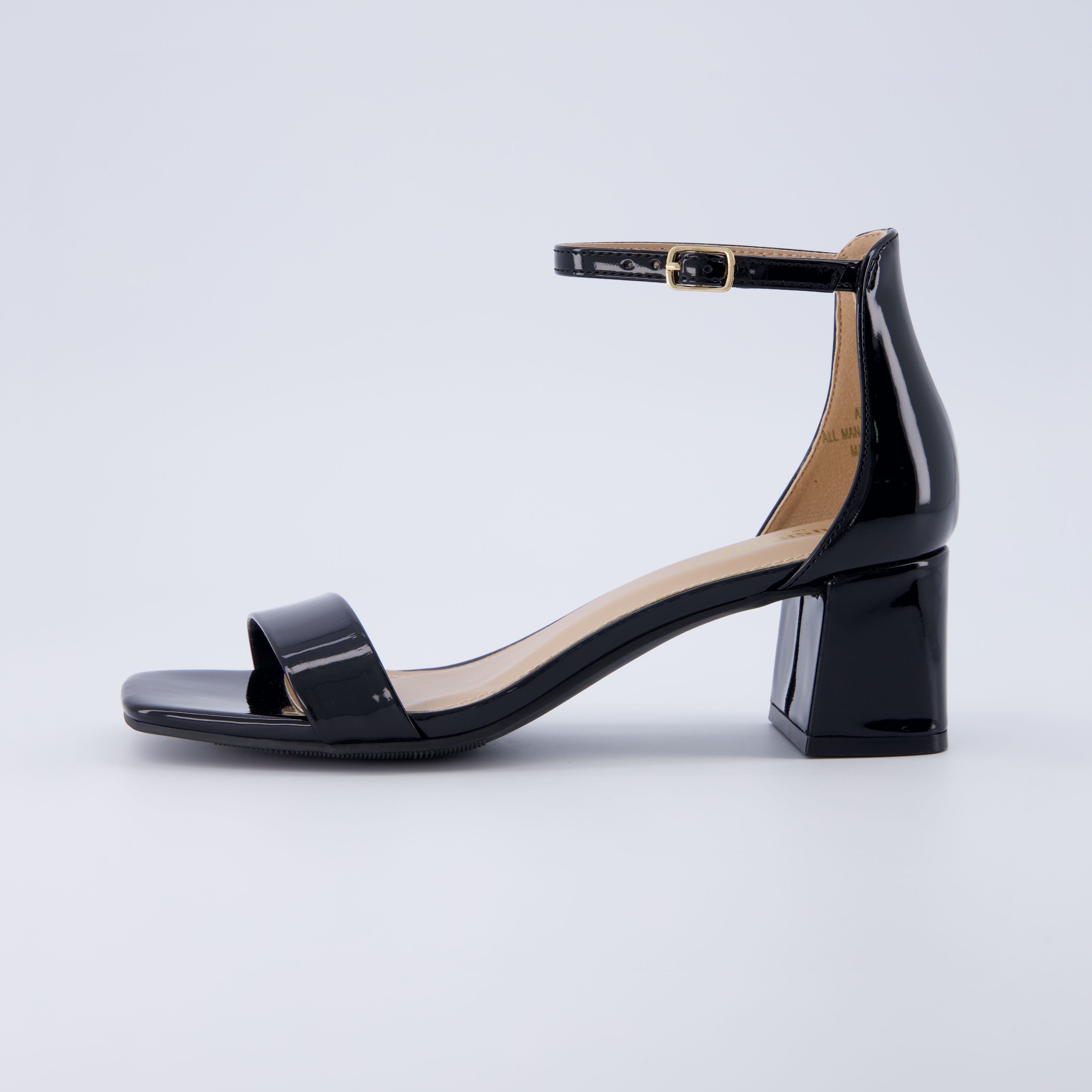 Abbey Block Heel Sandal Black Patent