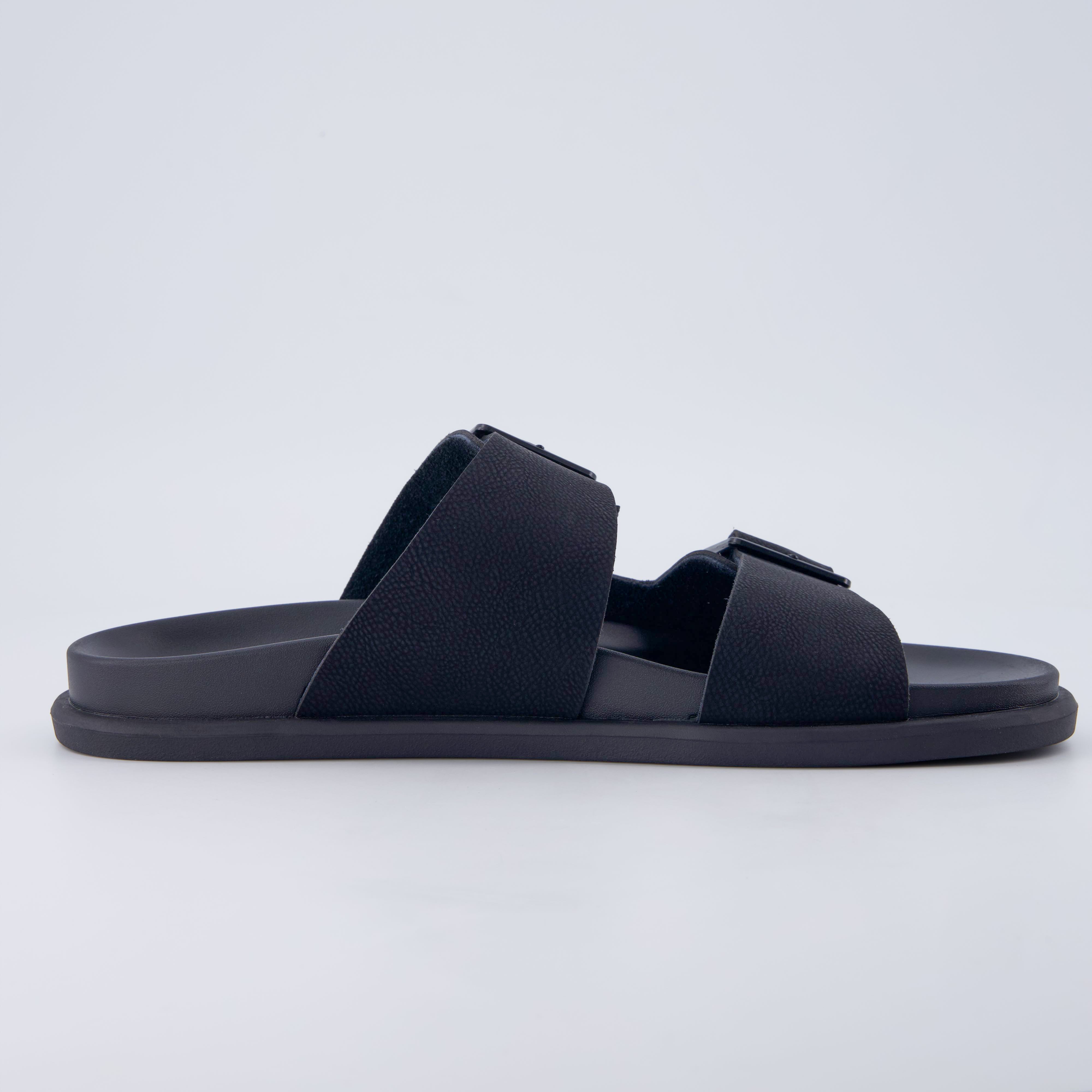 Alpha Genuine Leather Mens Sandals Black Medium